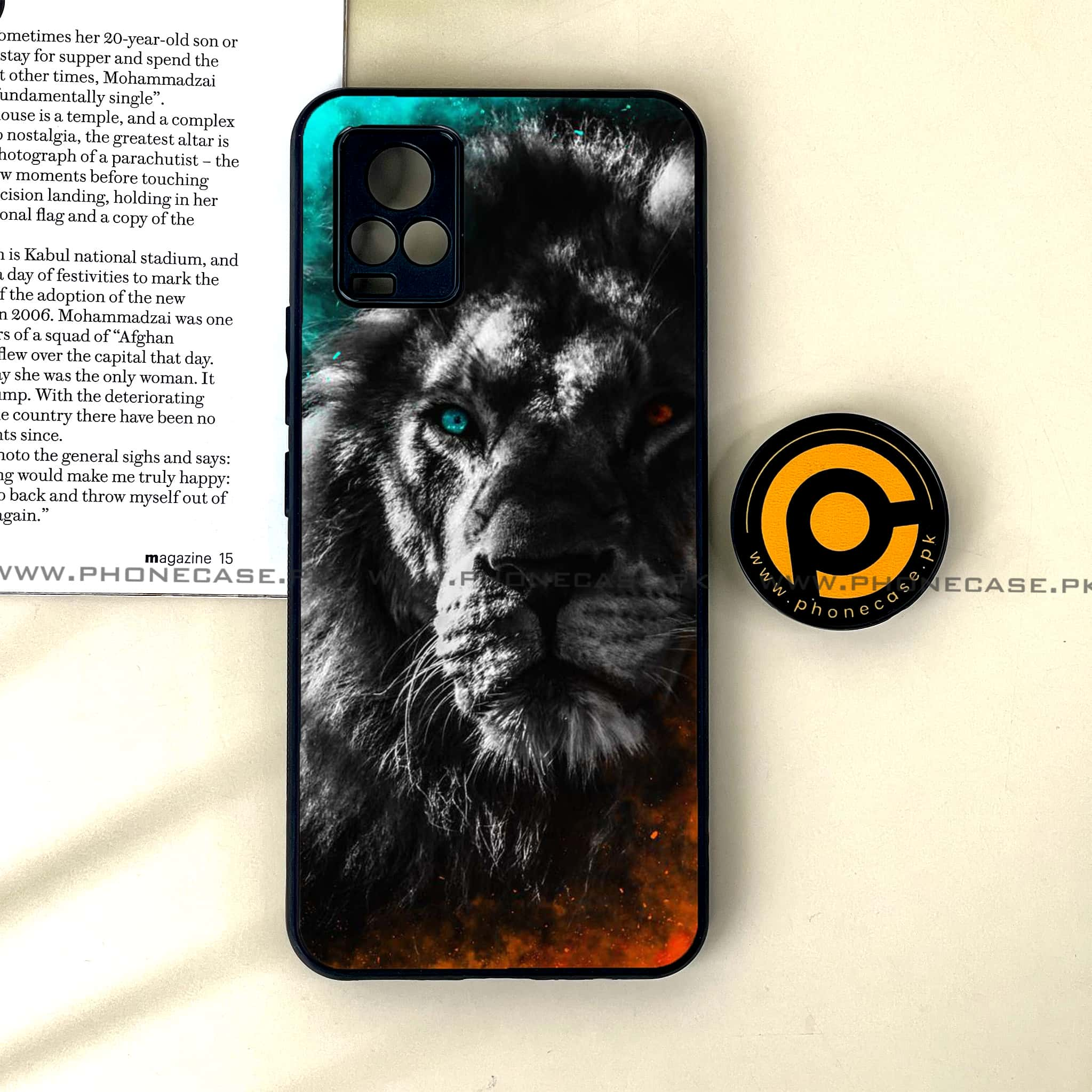 Vivo V20 - Tiger Art Series - Premium Printed Glass soft Bumper shock Proof Case