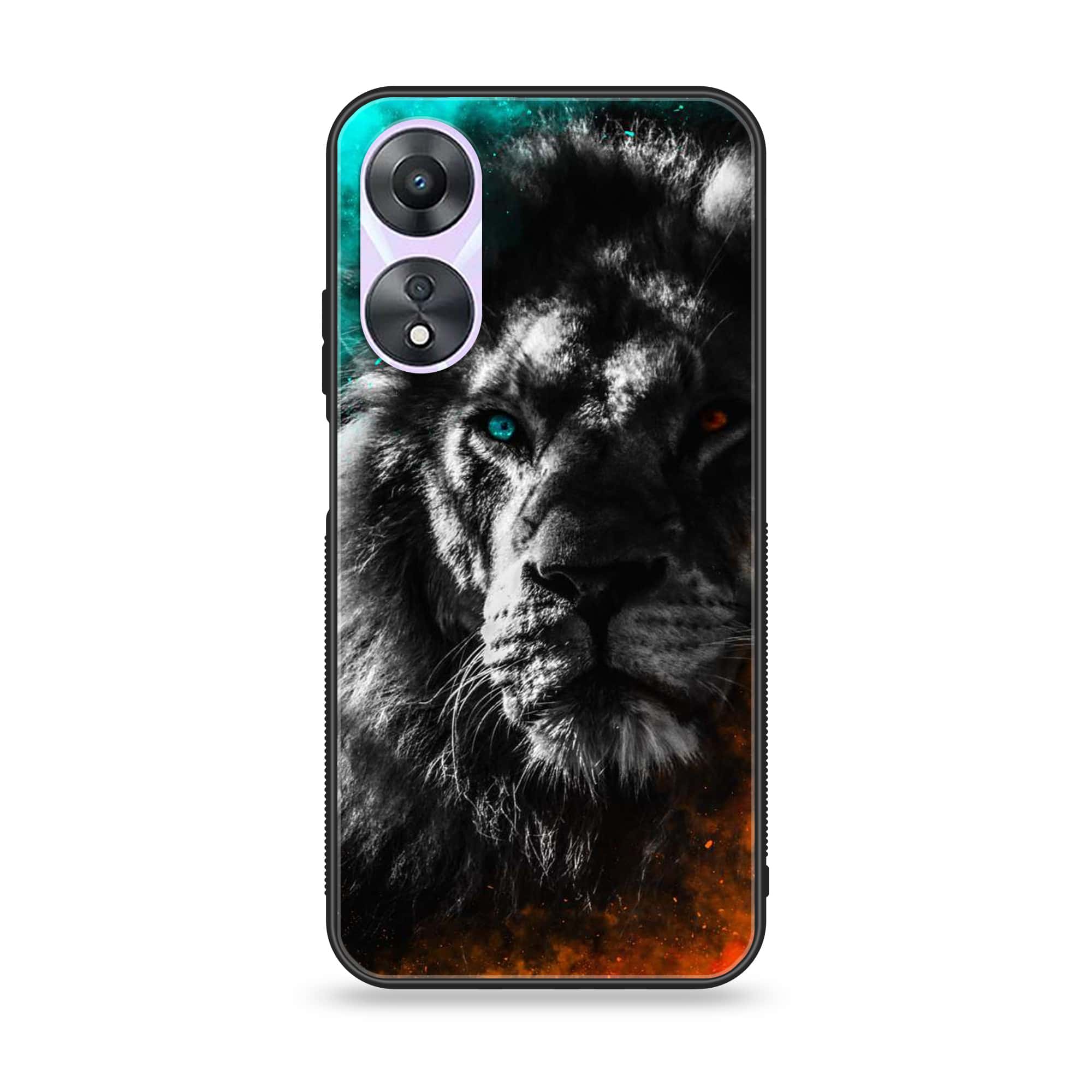 Oppo A78 4G - Tiger Series - Premium Printed Glass soft Bumper shock Proof Case