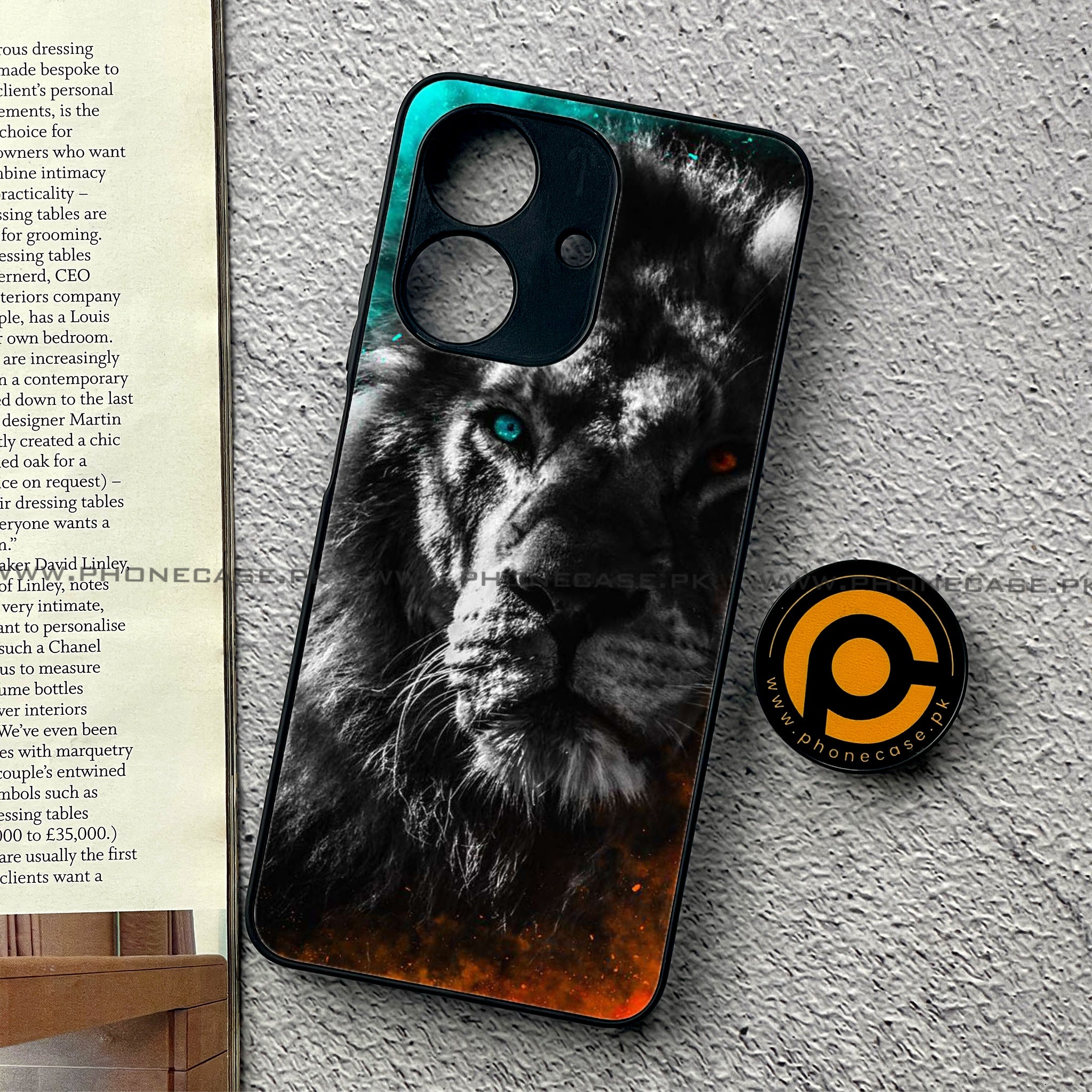 Realme Note 60 - Tiger Series - Premium Printed Glass soft Bumper shock Proof Case