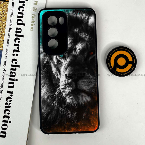 Oppo Reno 12 5G - Tiger Series  Design 3 - Premium Printed Glass soft Bumper shock Proof Case  CS-18985