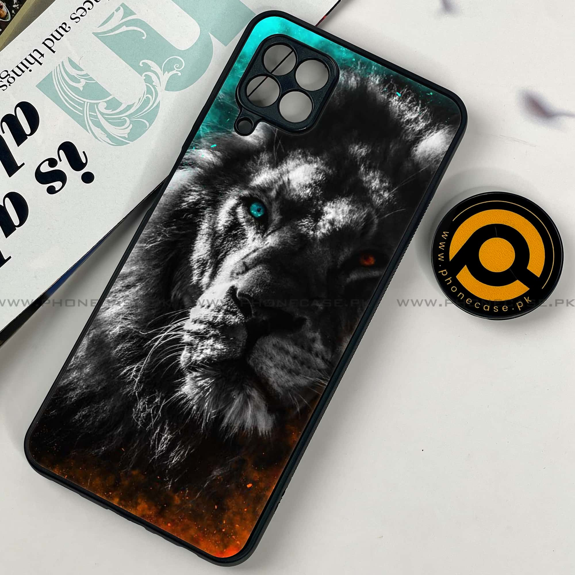 Samsung Galaxy A22 - Tiger Series - Premium Printed Glass soft Bumper shock Proof Case