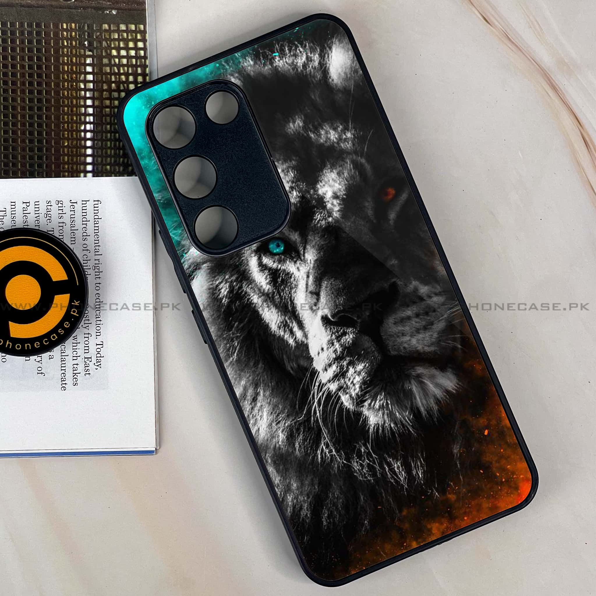 Vivo Y100 - Tiger Series - Premium Printed Glass soft Bumper shock Proof Case