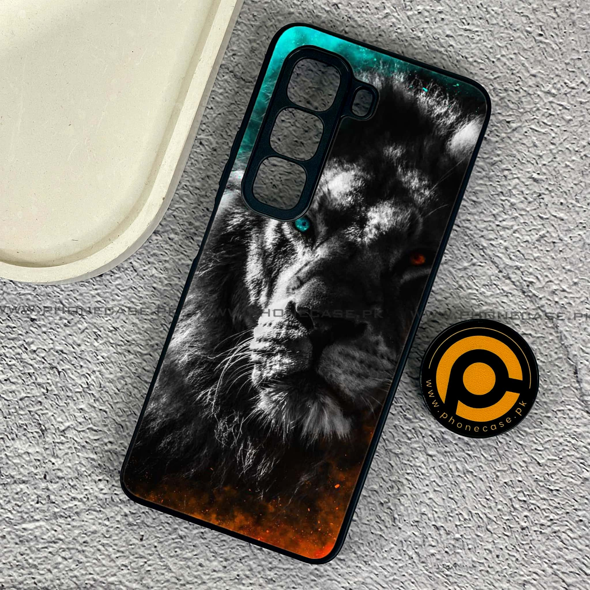 Infinix Hot 50 Pro - Tiger Series - Premium Printed Glass soft Bumper shock Proof Case