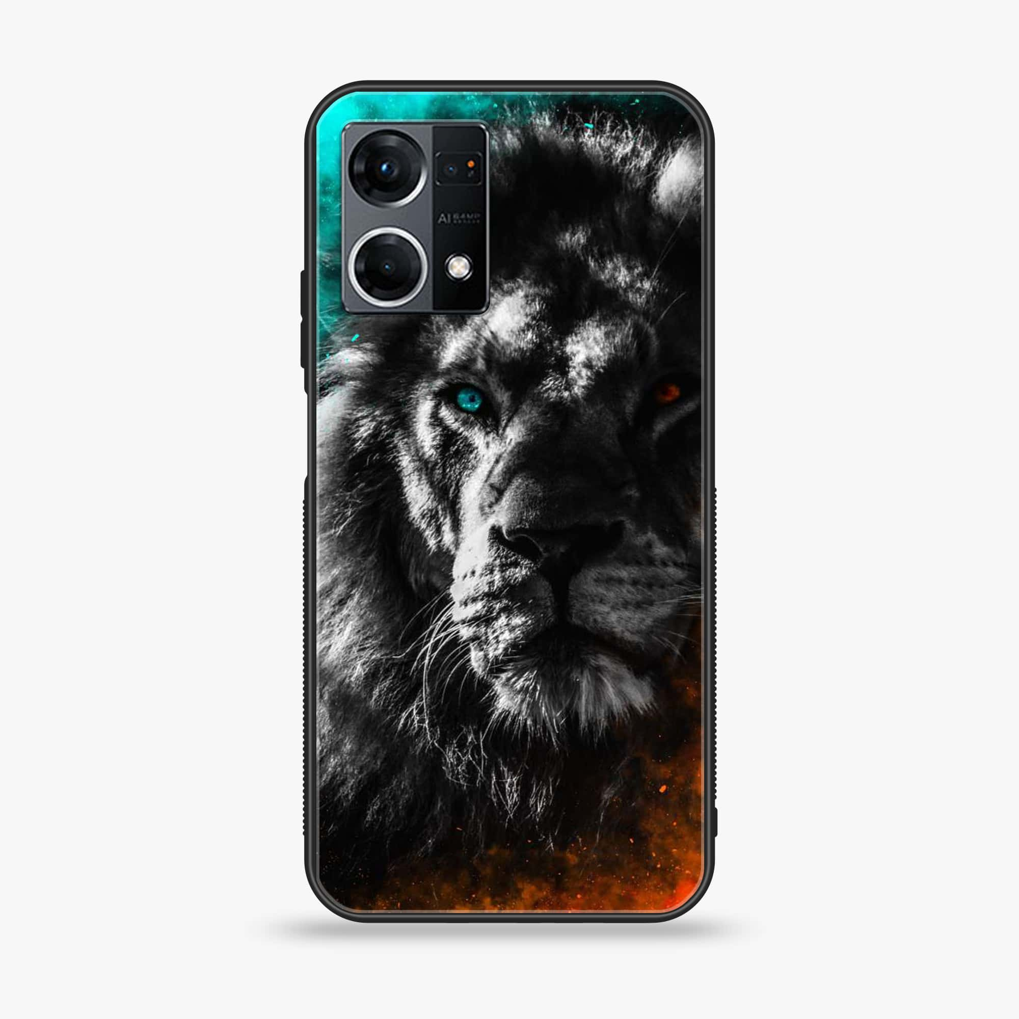 Oppo Reno 7 - Tiger Series - Premium Printed Glass soft Bumper shock Proof Case