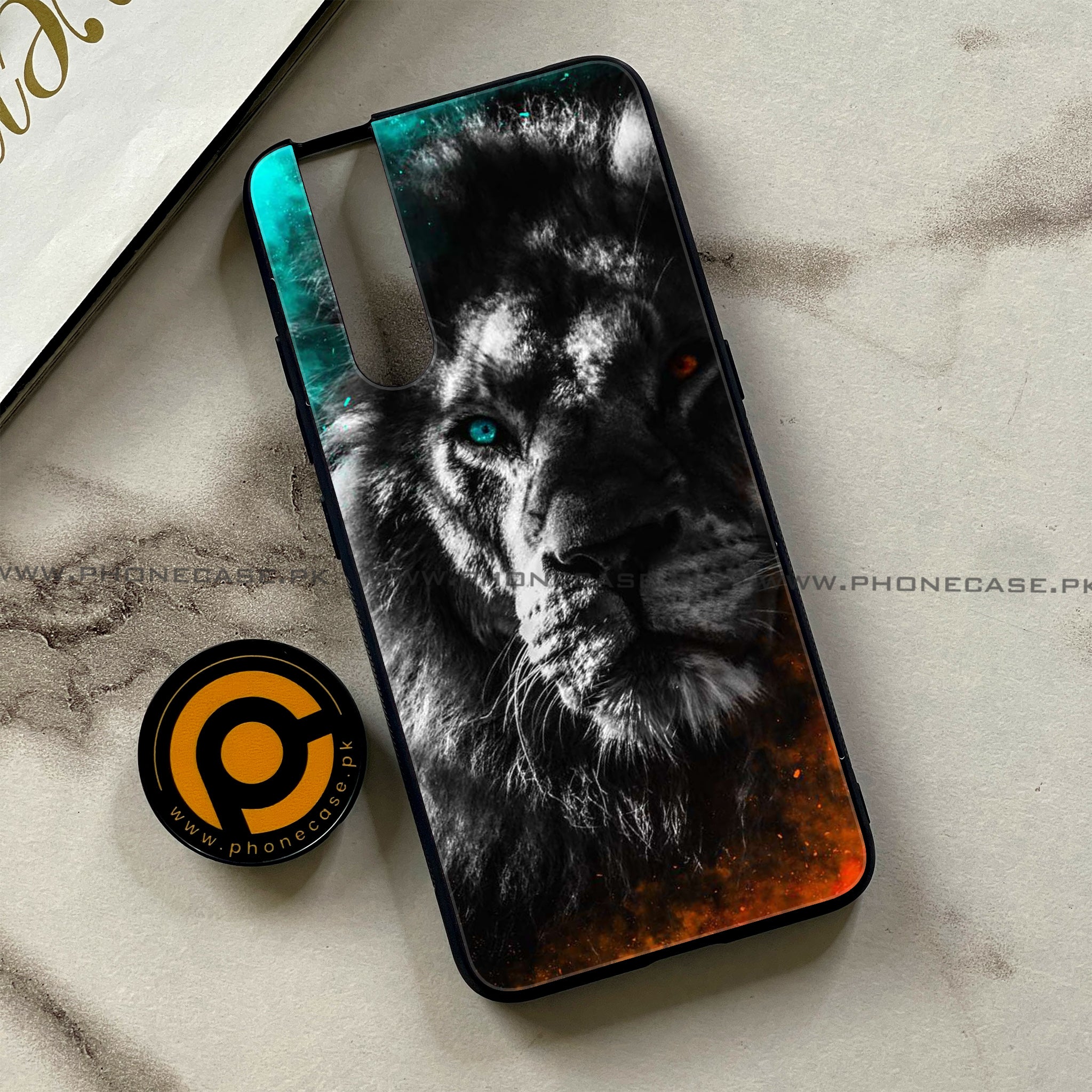 Vivo V15 Pro - Tiger Series - Premium Printed Glass soft Bumper shock Proof Case