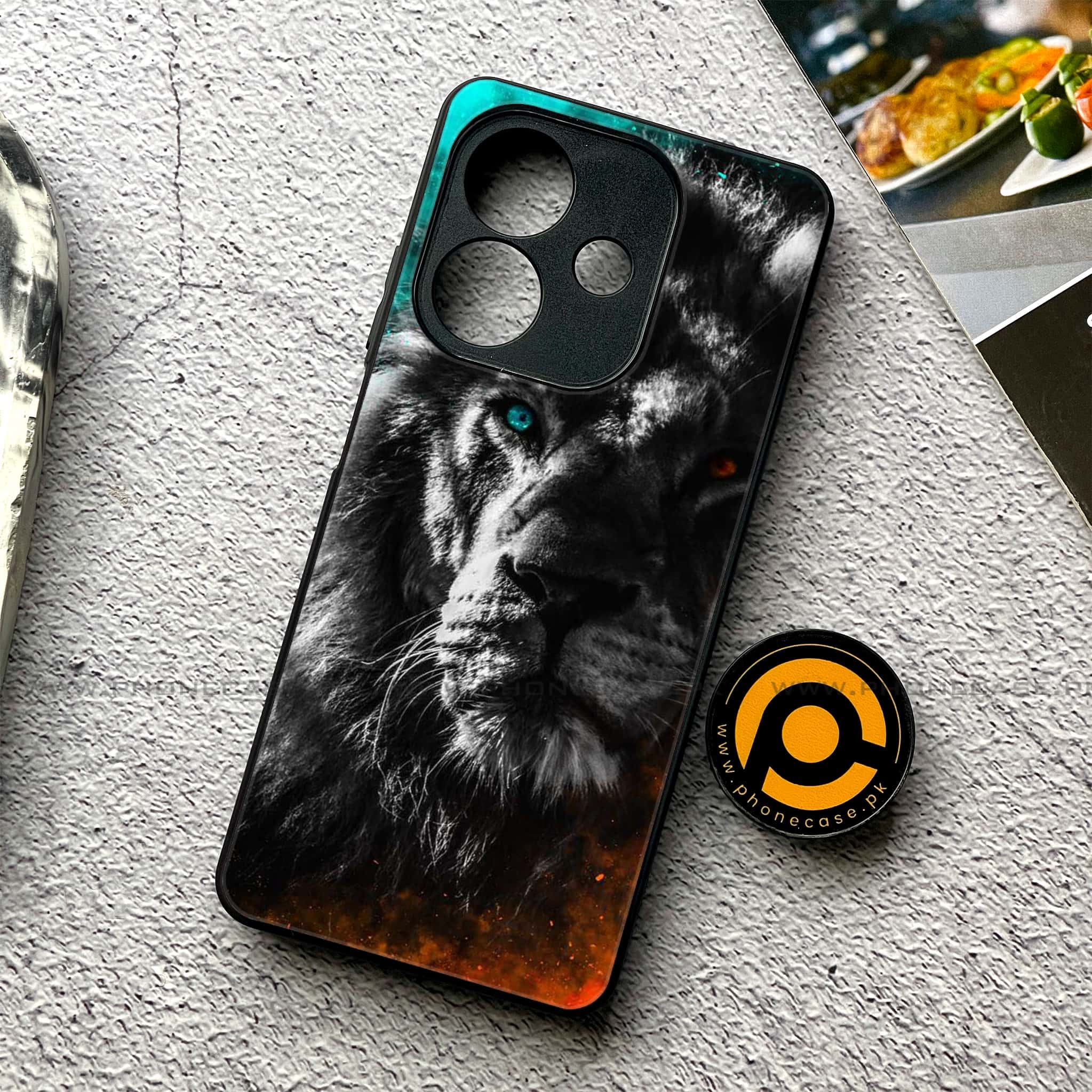 Oppo A5i - Tiger Series - Premium Metal Printed soft Bumper shock Proof Case
