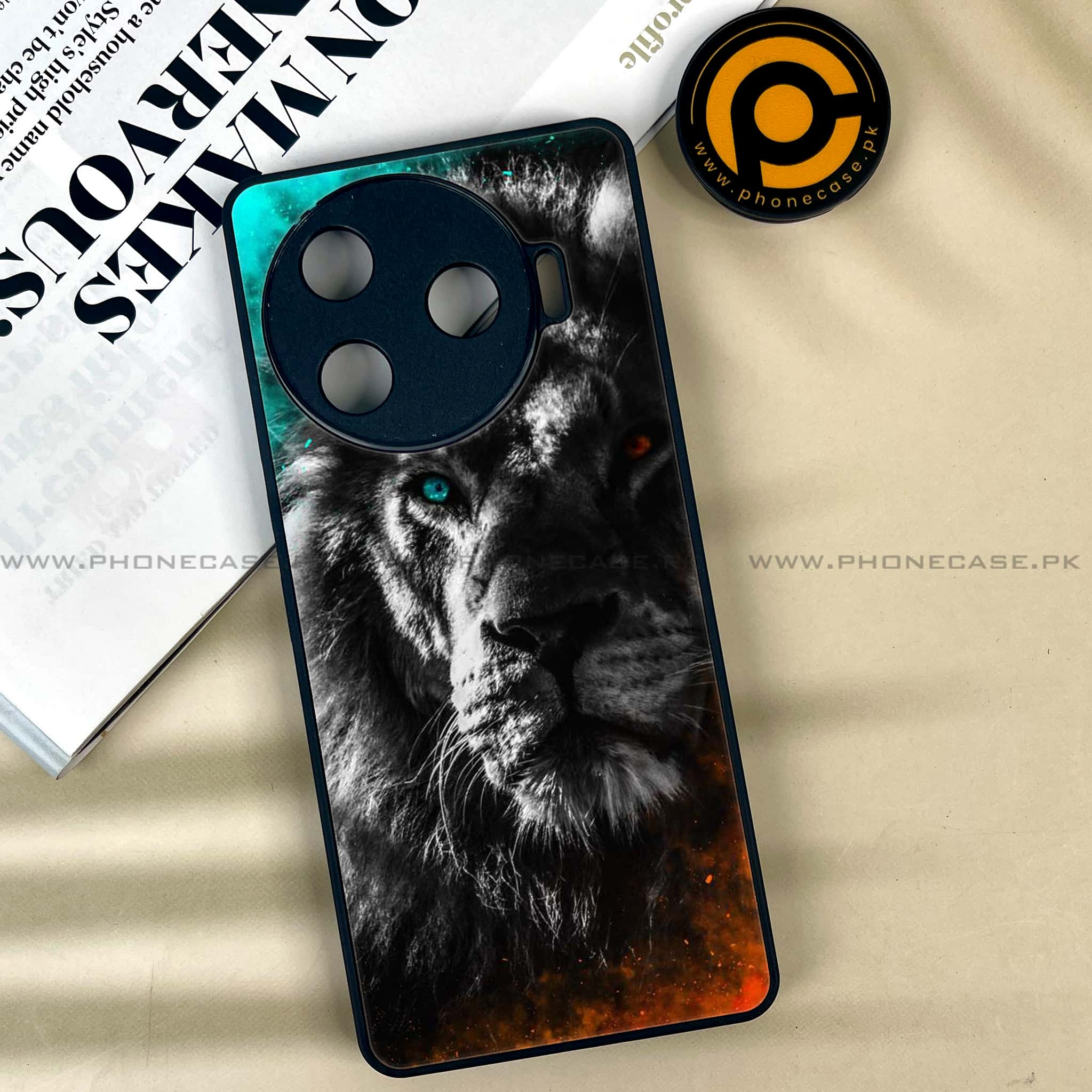 Tecno Camon 30 Pro - Tiger Series - Premium Printed Glass soft Bumper shock Proof Case