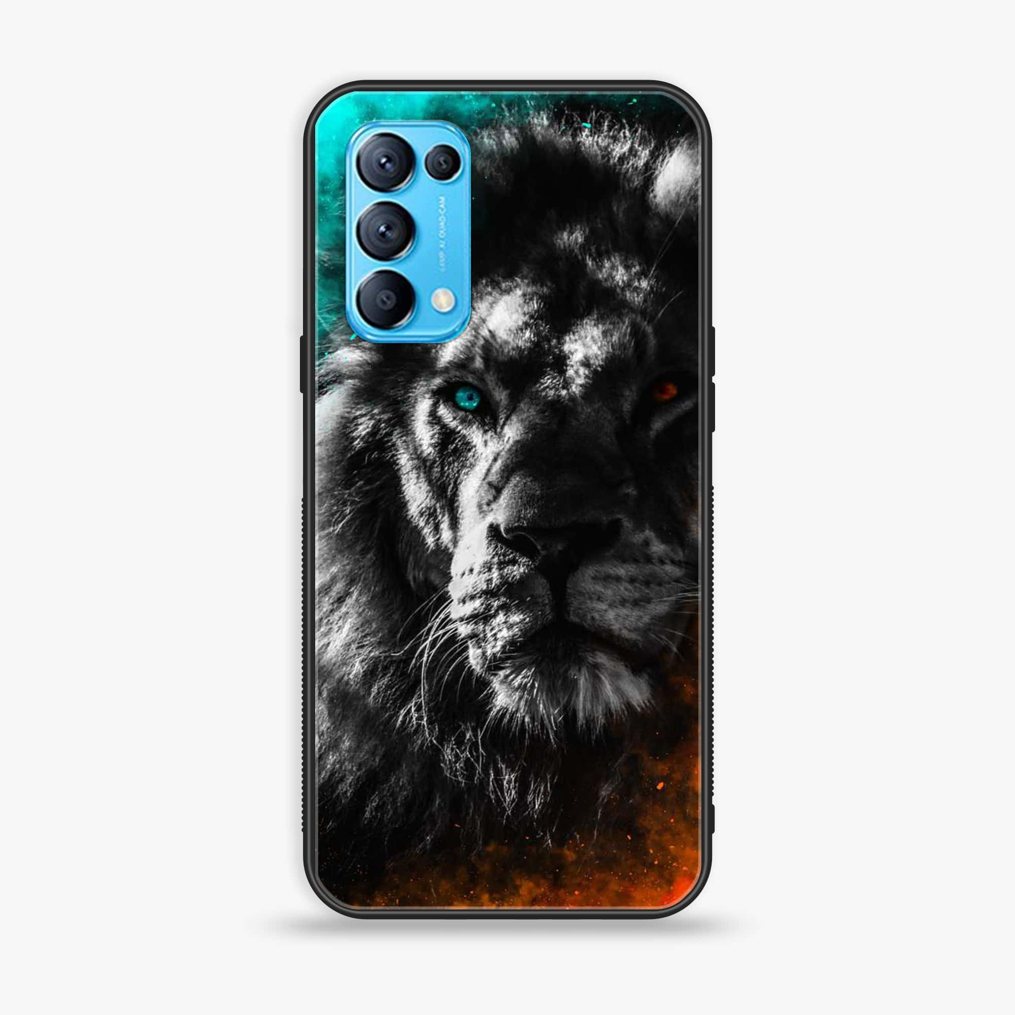 Oppo Reno 5 Tiger Art Series  Premium Printed Glass soft Bumper shock Proof Case