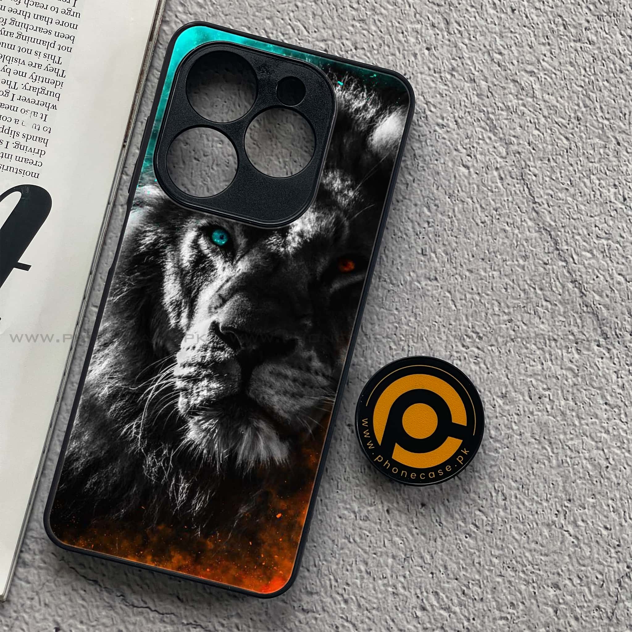 Tecno Spark 20C - Tiger Series - Premium Printed Glass soft Bumper shock Proof Case