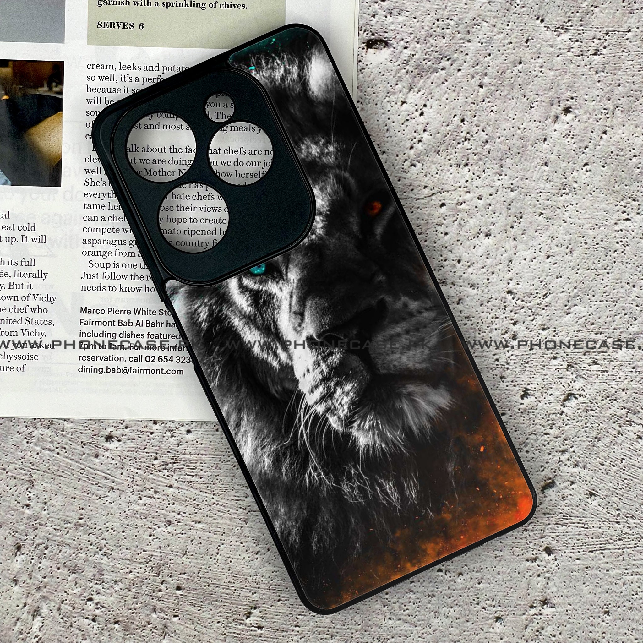 Infinix Hot 40 - Tiger Series - Premium Printed Glass soft Bumper shock Proof Case