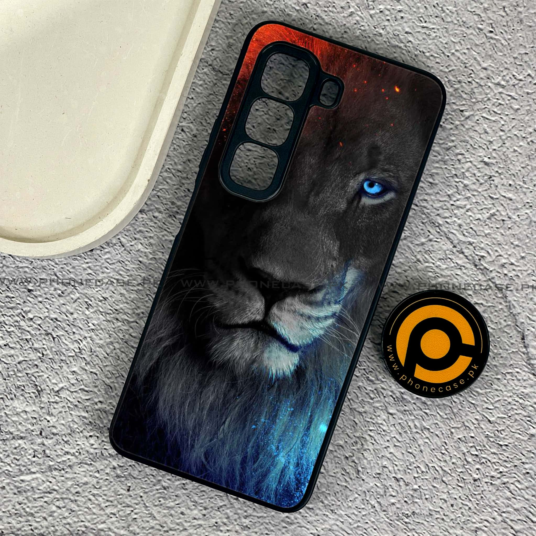 Infinix Hot 50 Pro - Tiger Series - Premium Printed Glass soft Bumper shock Proof Case