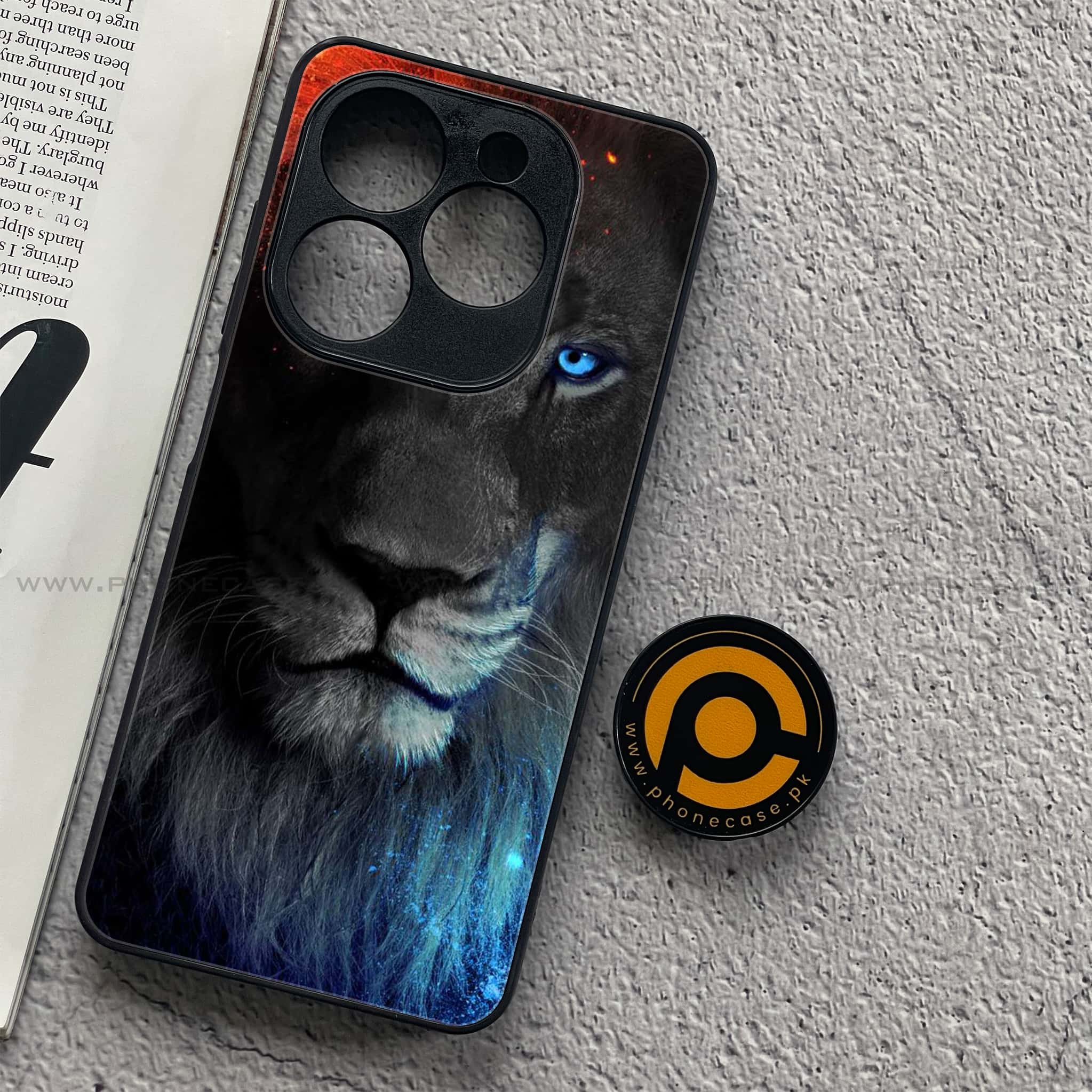 Tecno Spark 20C - Tiger Series - Premium Printed Glass soft Bumper shock Proof Case
