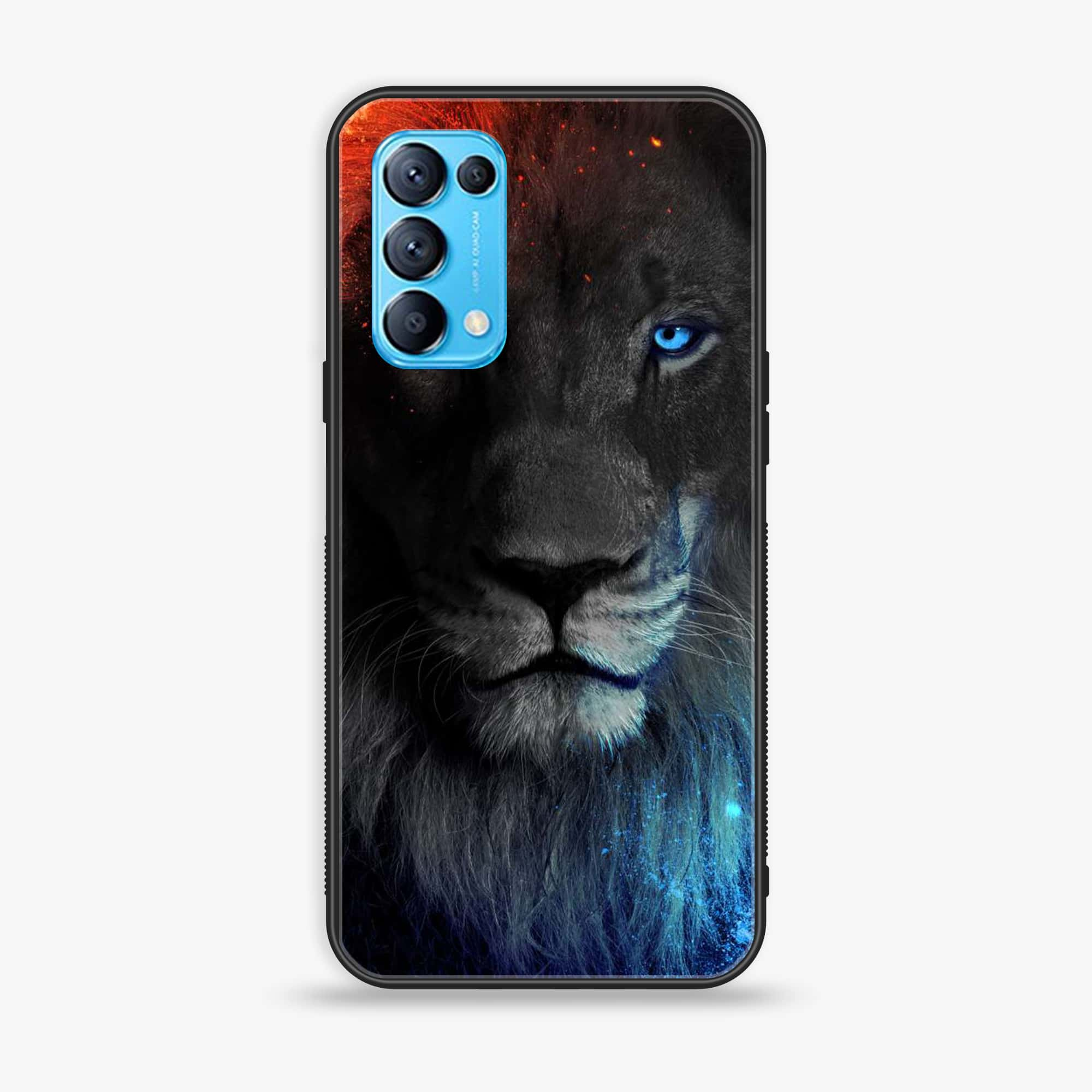 Oppo Reno 5 Tiger Art Series  Premium Printed Glass soft Bumper shock Proof Case