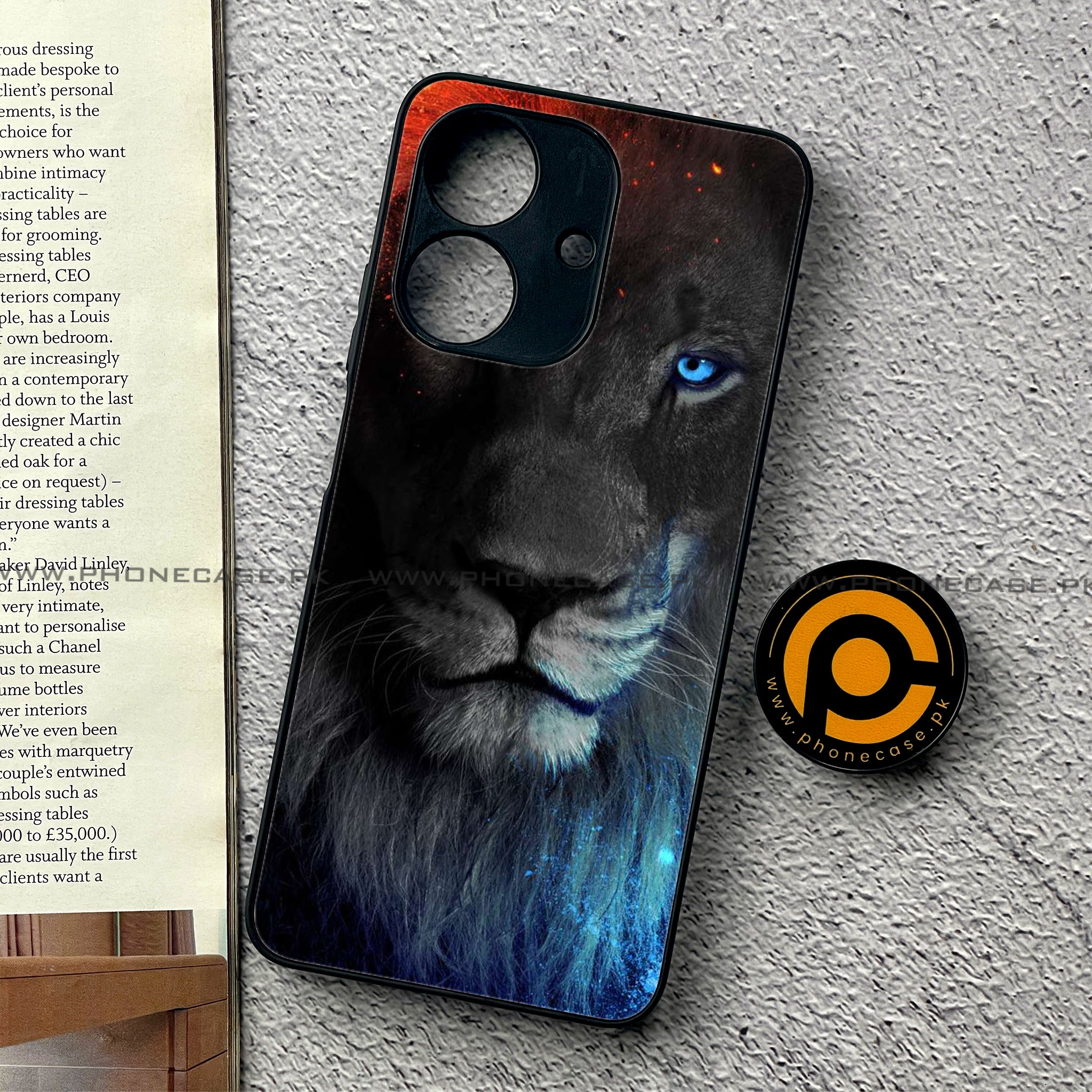 Realme Note 60 - Tiger Series - Premium Printed Glass soft Bumper shock Proof Case