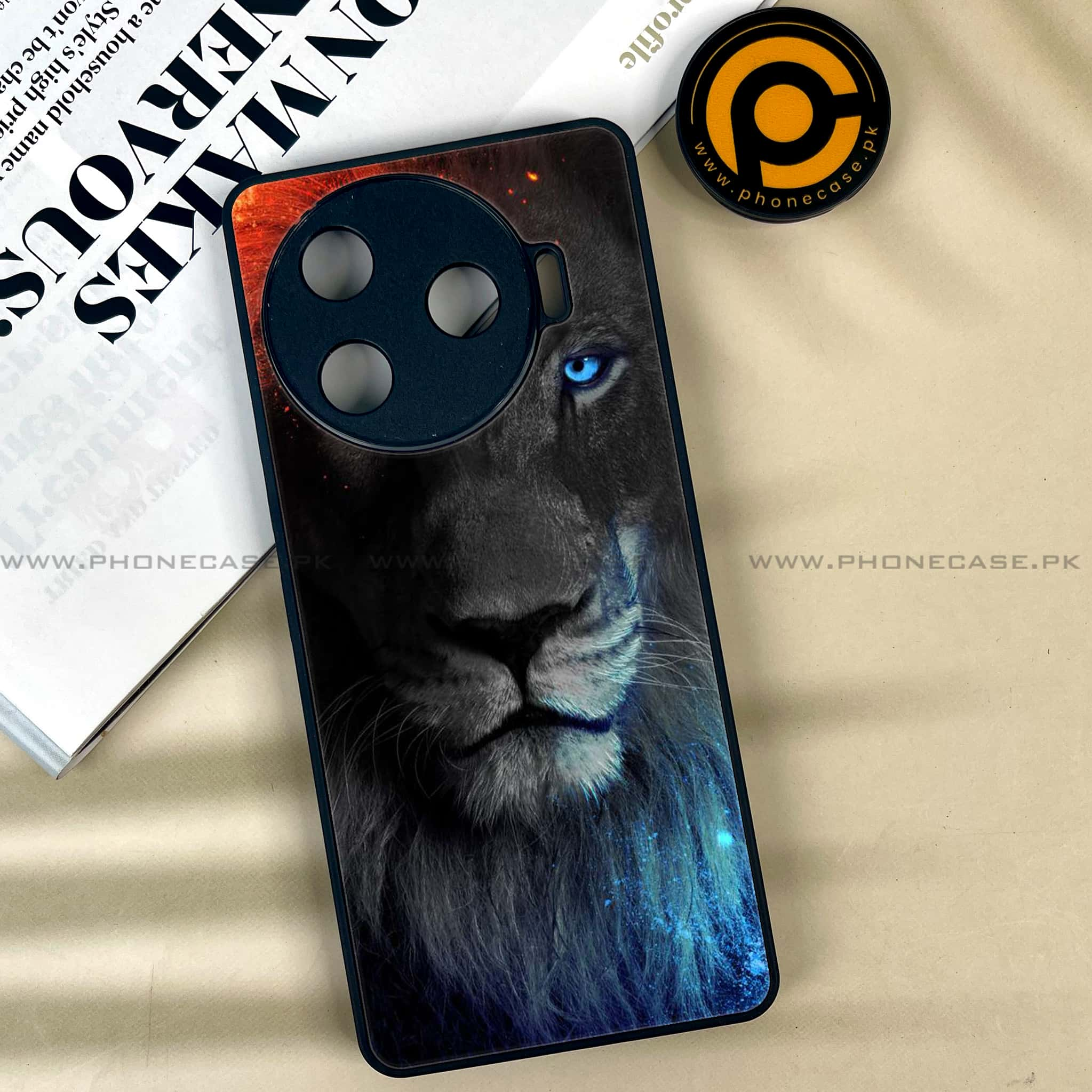 Tecno Camon 30 Pro - Tiger Series - Premium Printed Glass soft Bumper shock Proof Case