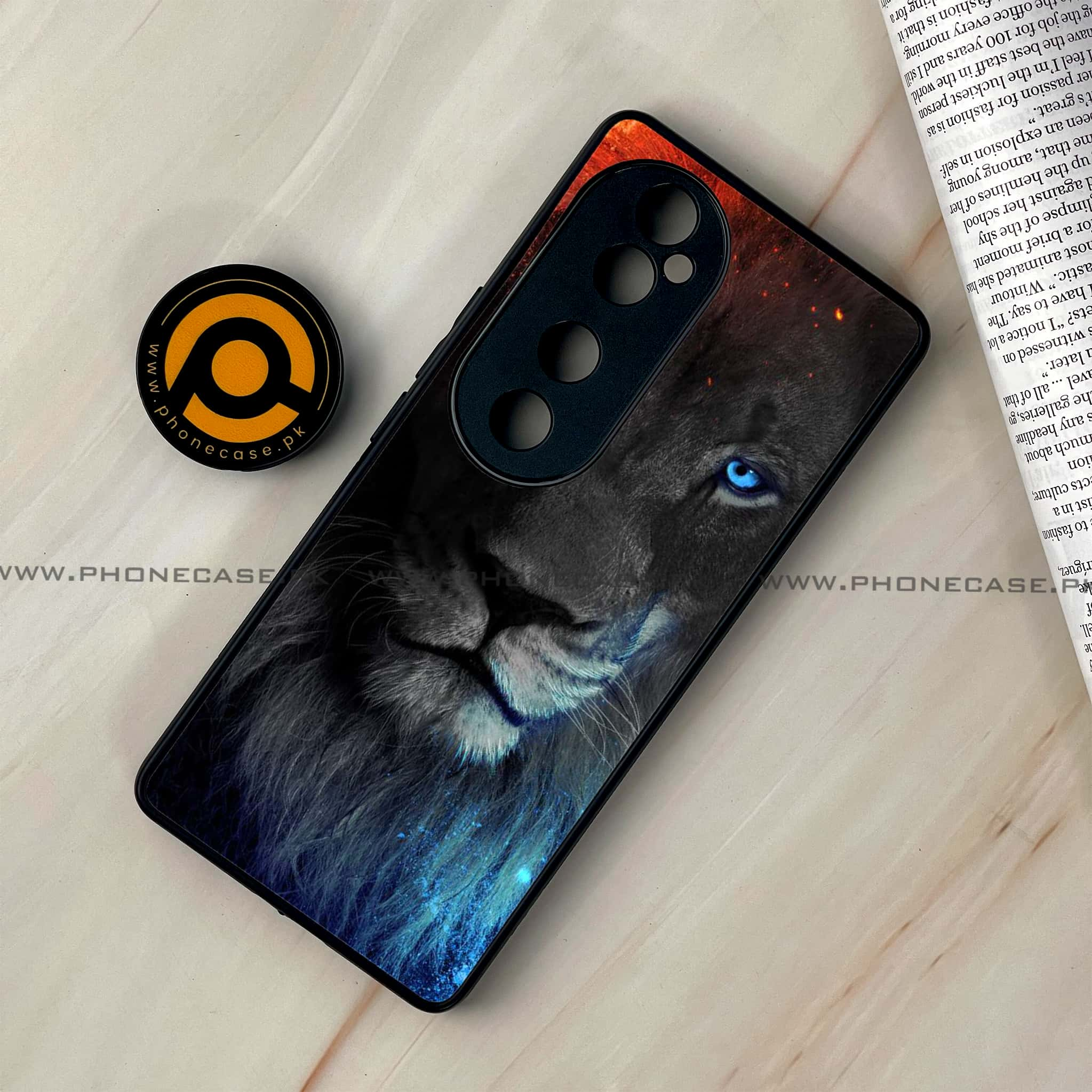 Vivo V40 - Tiger Series - Premium Printed Glass soft Bumper shock Proof Case