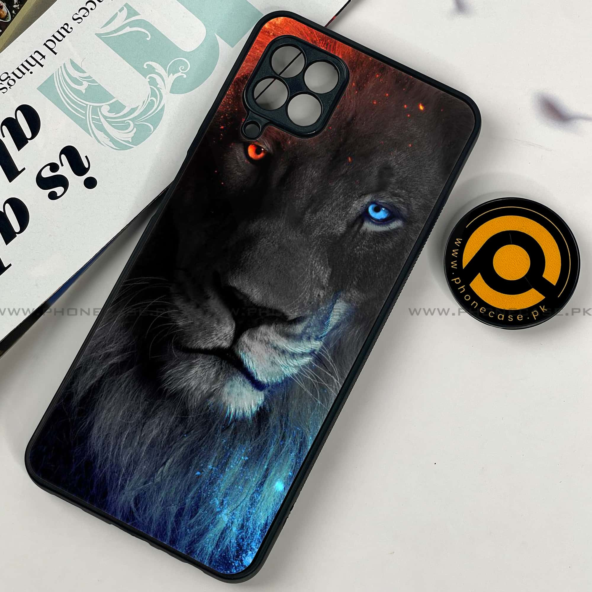 Samsung Galaxy A22 - Tiger Series - Premium Printed Glass soft Bumper shock Proof Case