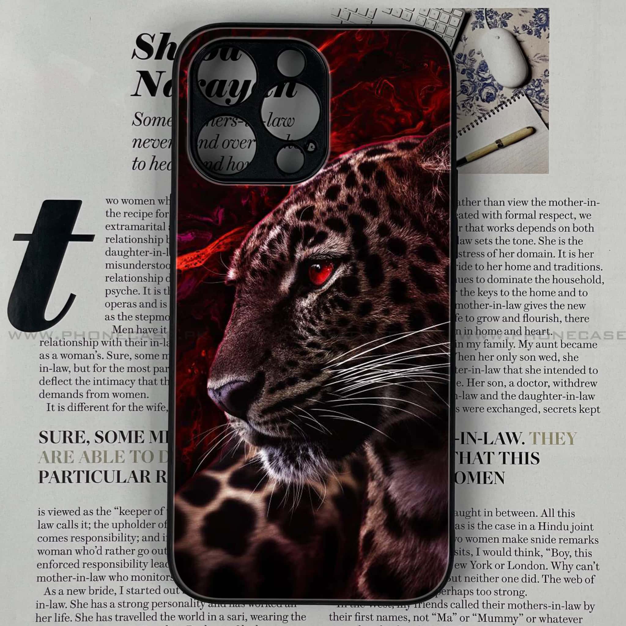 iPhone 15 Pro Max - Tiger Series - Premium Printed Glass soft Bumper shock Proof Case