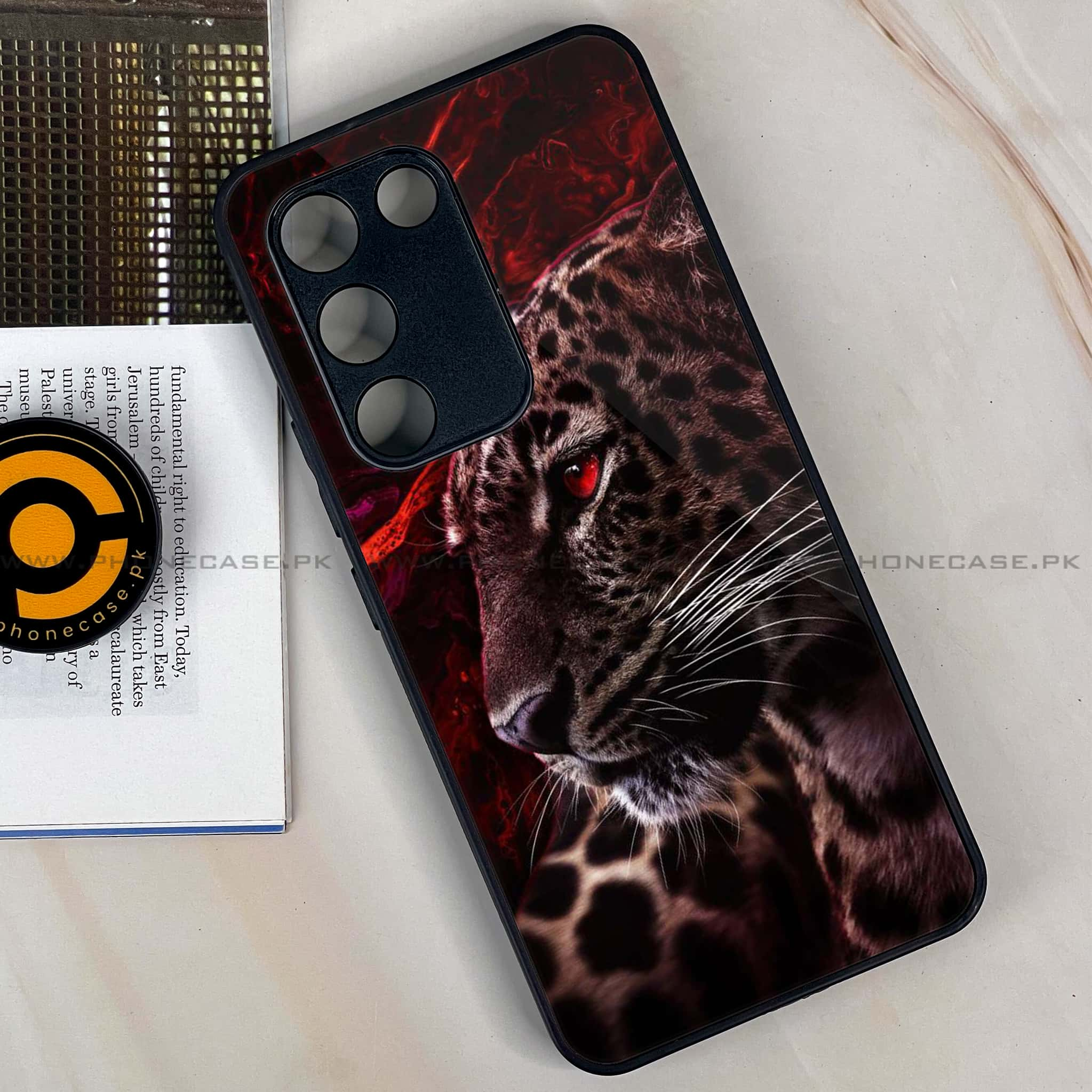 Vivo Y100 - Tiger Series - Premium Printed Glass soft Bumper shock Proof Case