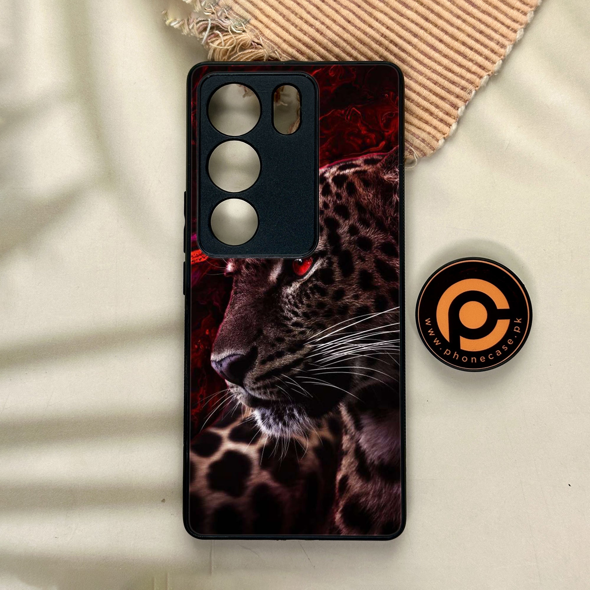 Vivo V29 - Tiger Series - Premium Printed Glass soft Bumper shock Proof Case