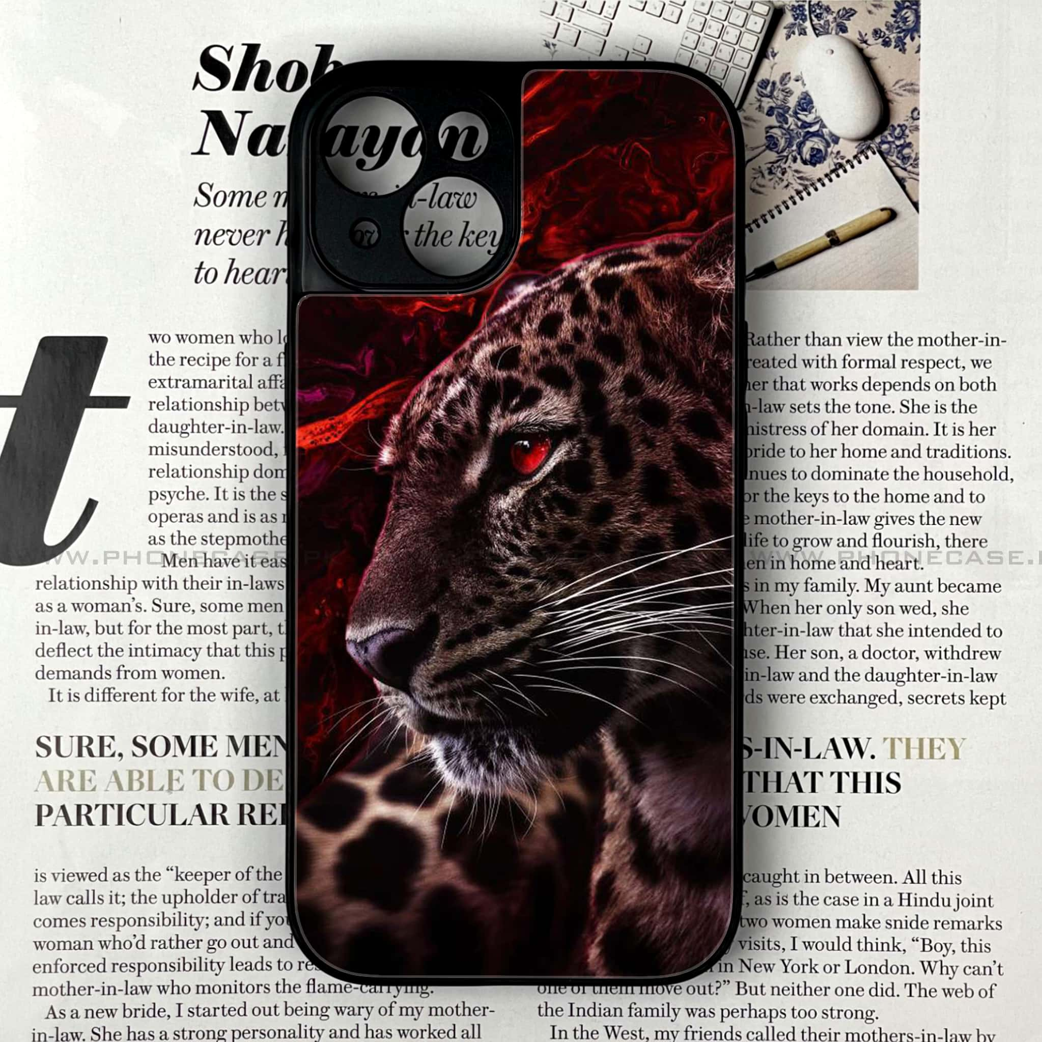 iPhone 15 - Tiger Series - Premium Printed Glass soft Bumper shock Proof Case