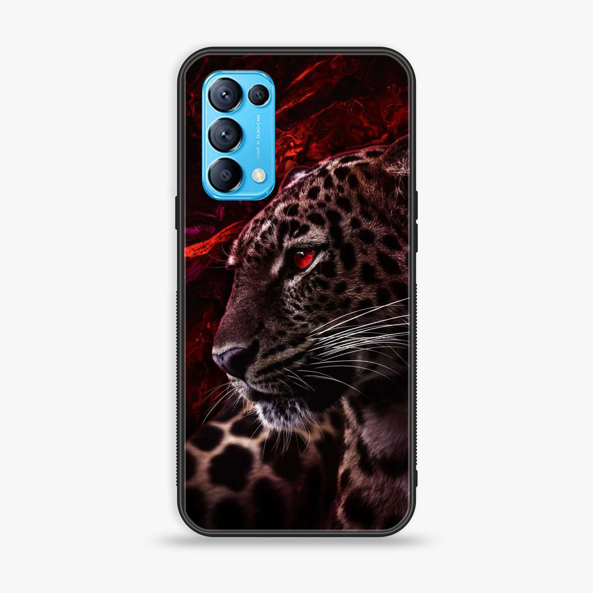 Oppo Reno 5 Tiger Art Series  Premium Printed Glass soft Bumper shock Proof Case