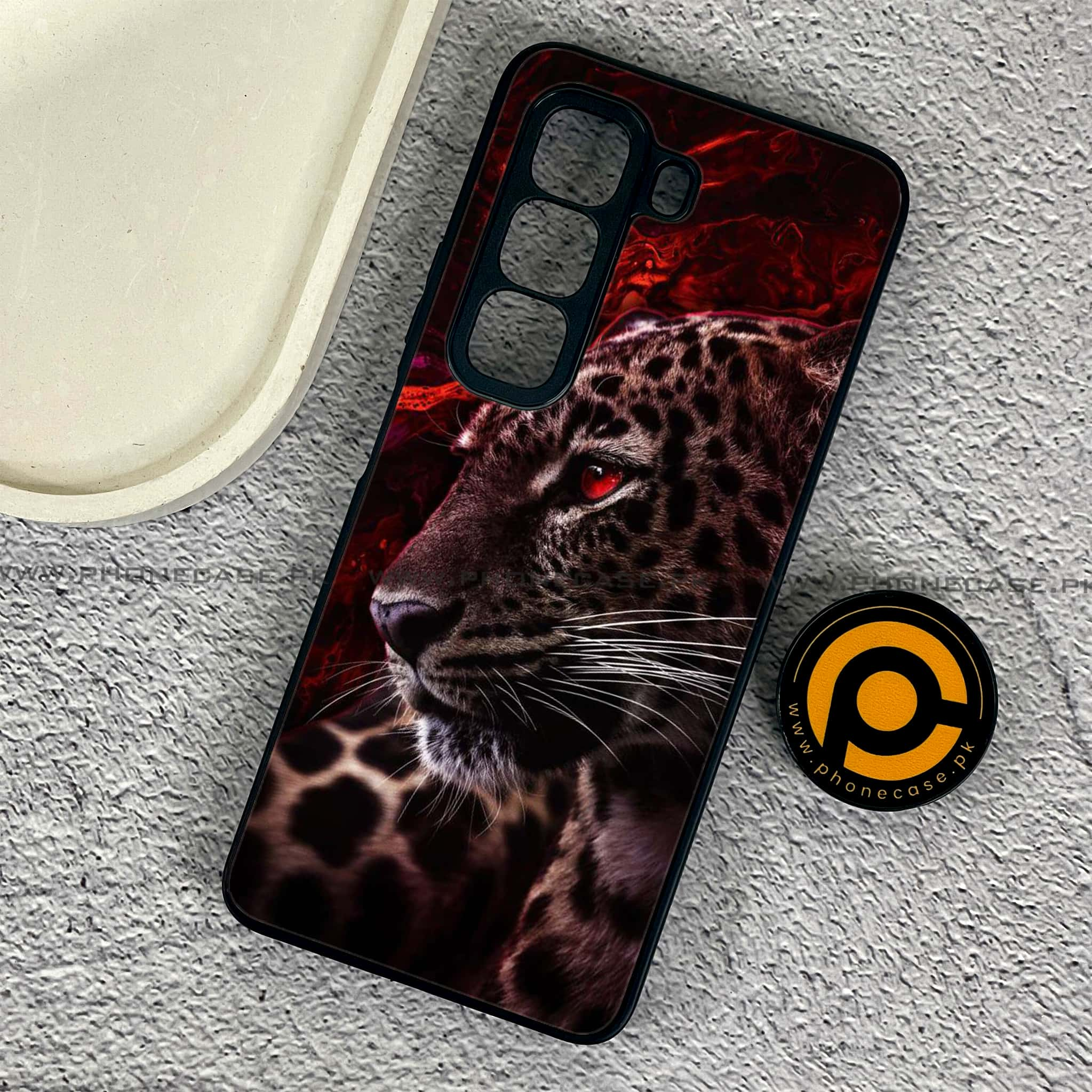 Infinix Hot 50 Pro - Tiger Series - Premium Printed Glass soft Bumper shock Proof Case