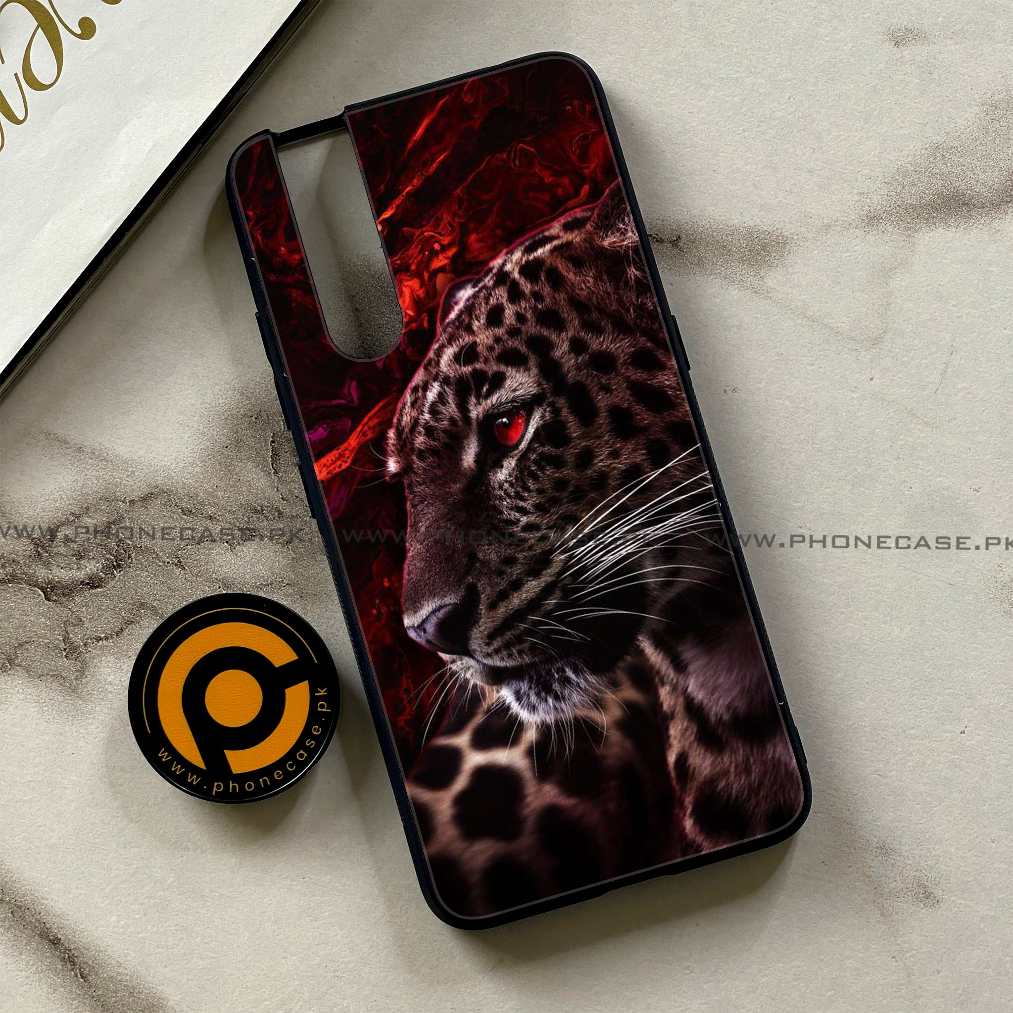 Vivo V15 Pro - Tiger Series - Premium Printed Glass soft Bumper shock Proof Case