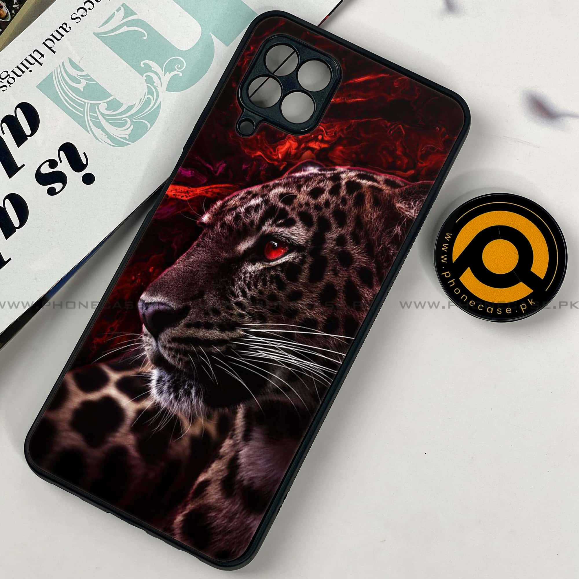 Samsung Galaxy A22 - Tiger Series - Premium Printed Glass soft Bumper shock Proof Case