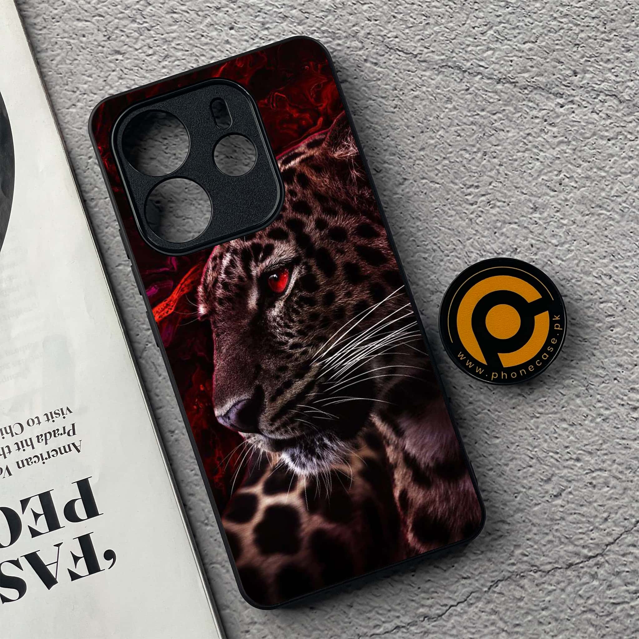 Xiaomi Redmi Note 14 - Tiger Series - Premium Printed Glass soft Bumper shock Proof Case
