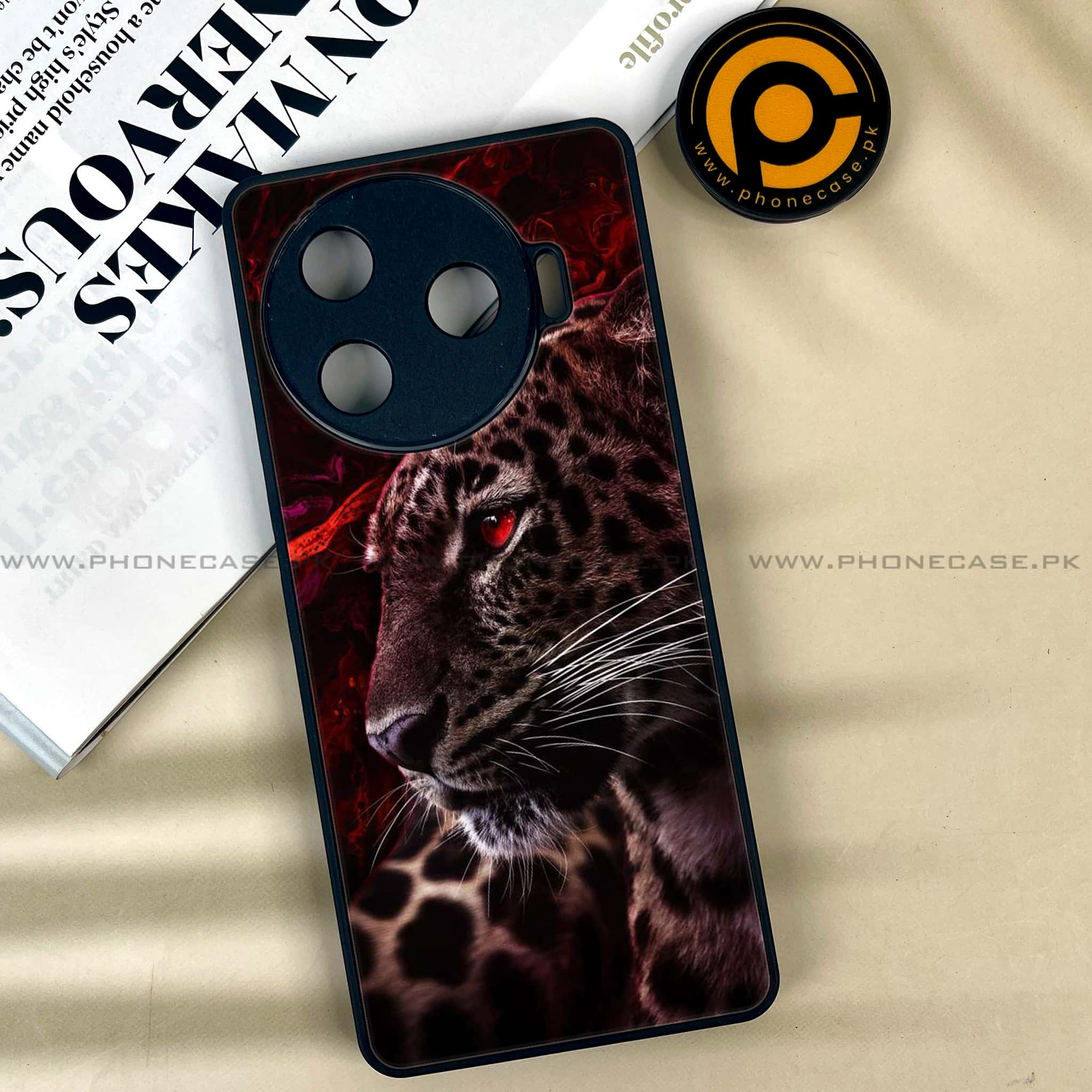 Tecno Camon 30 Pro - Tiger Series - Premium Printed Glass soft Bumper shock Proof Case