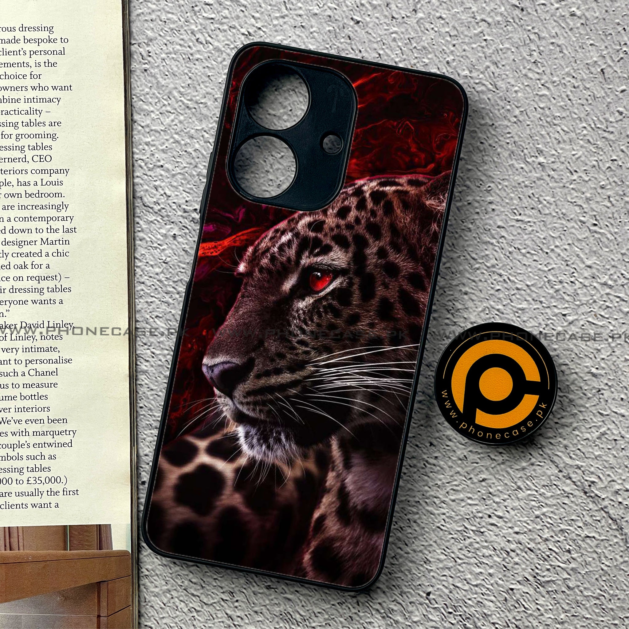 Realme Note 60 - Tiger Series - Premium Printed Glass soft Bumper shock Proof Case