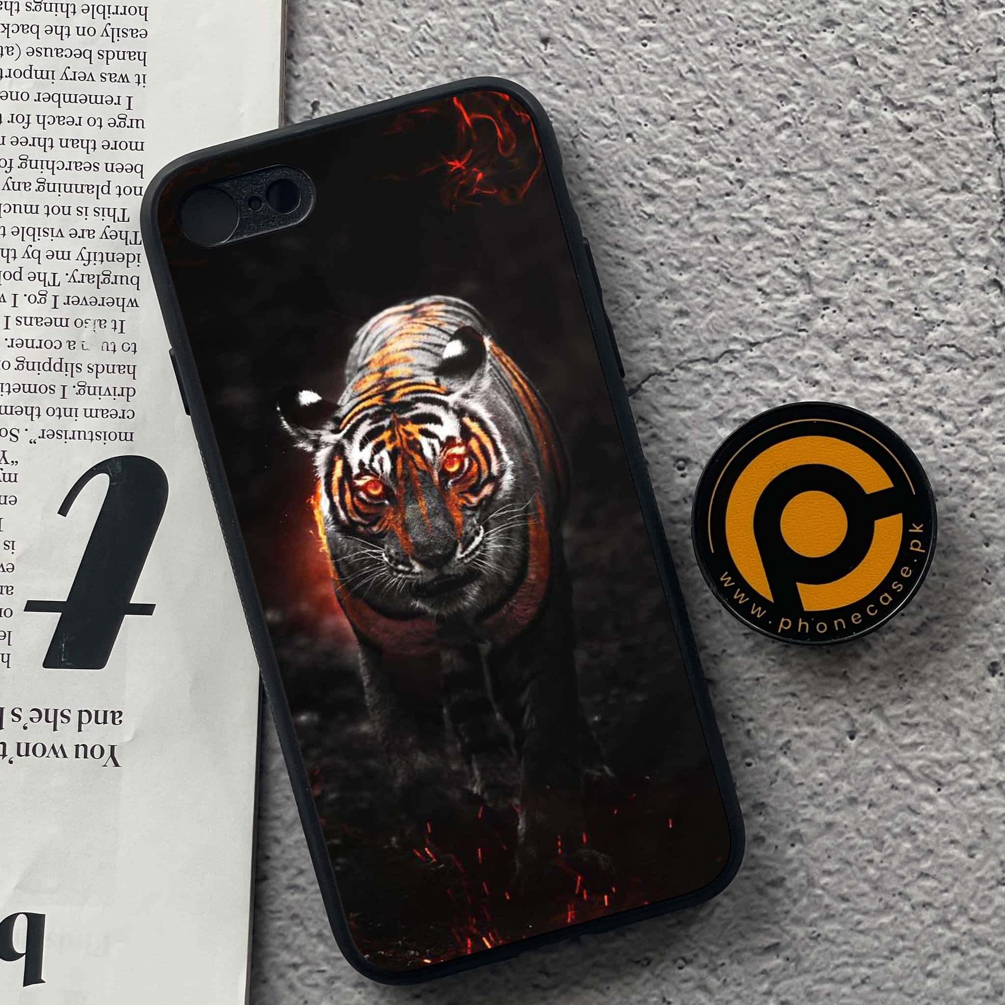 iPhone 7 / 8 - Tiger Art Series - Premium Printed Glass soft Bumper shock Proof Case
