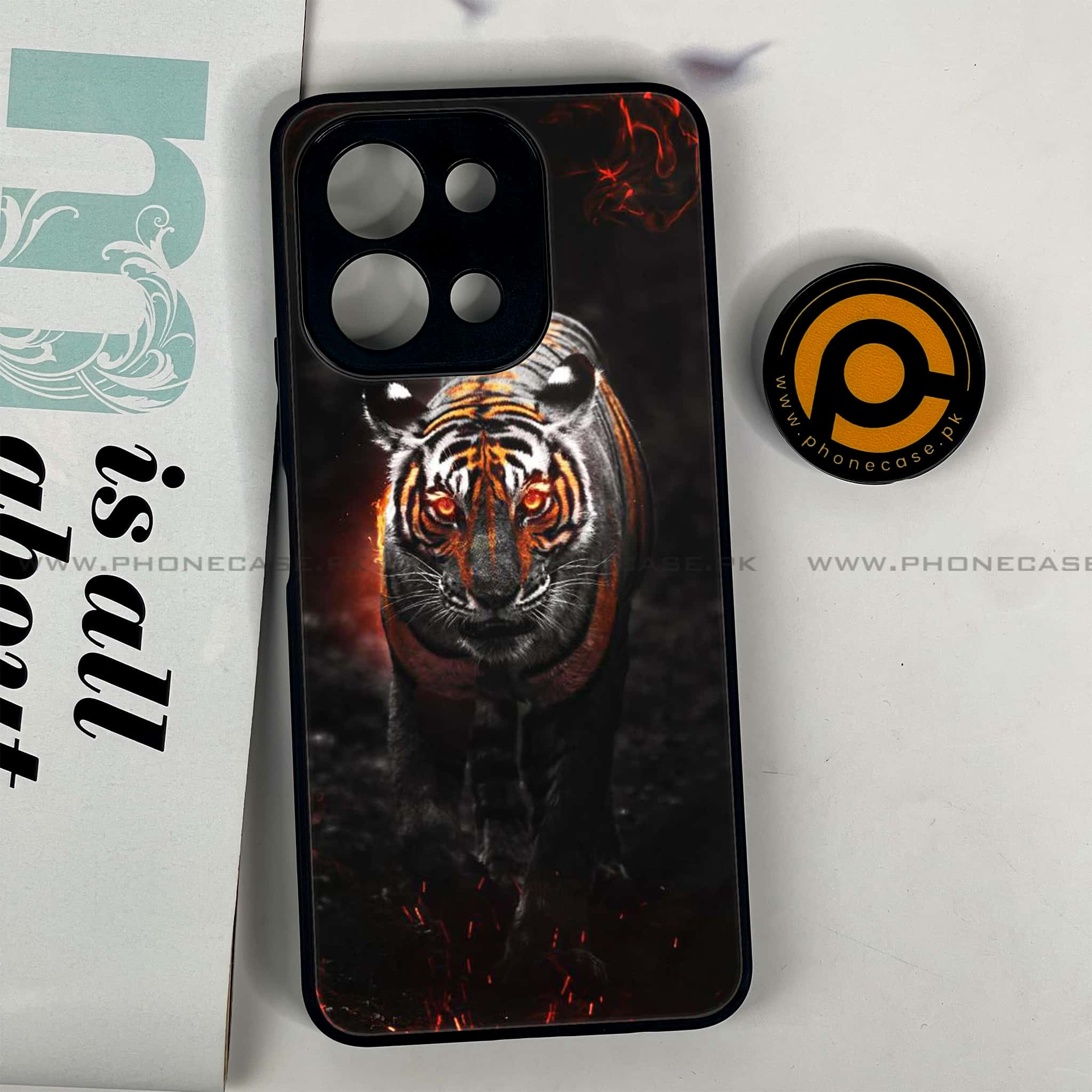 Vivo Y28 - Tiger Series - Premium Printed Glass soft Bumper shock Proof Case