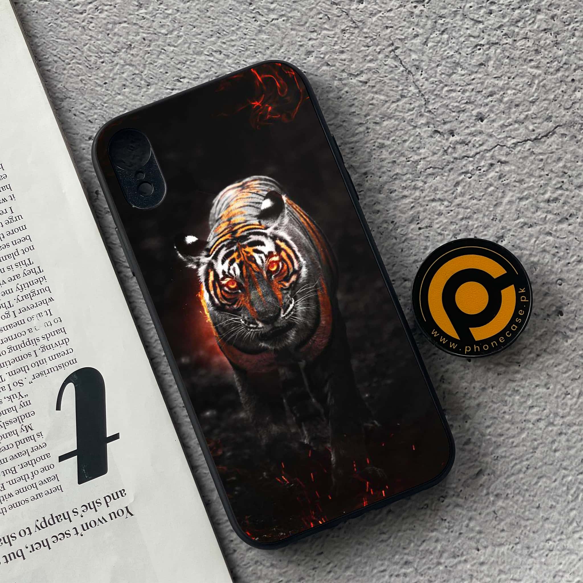 iPhone XR -Tiger Series - Premium Metal Printed soft Bumper shock Proof Case