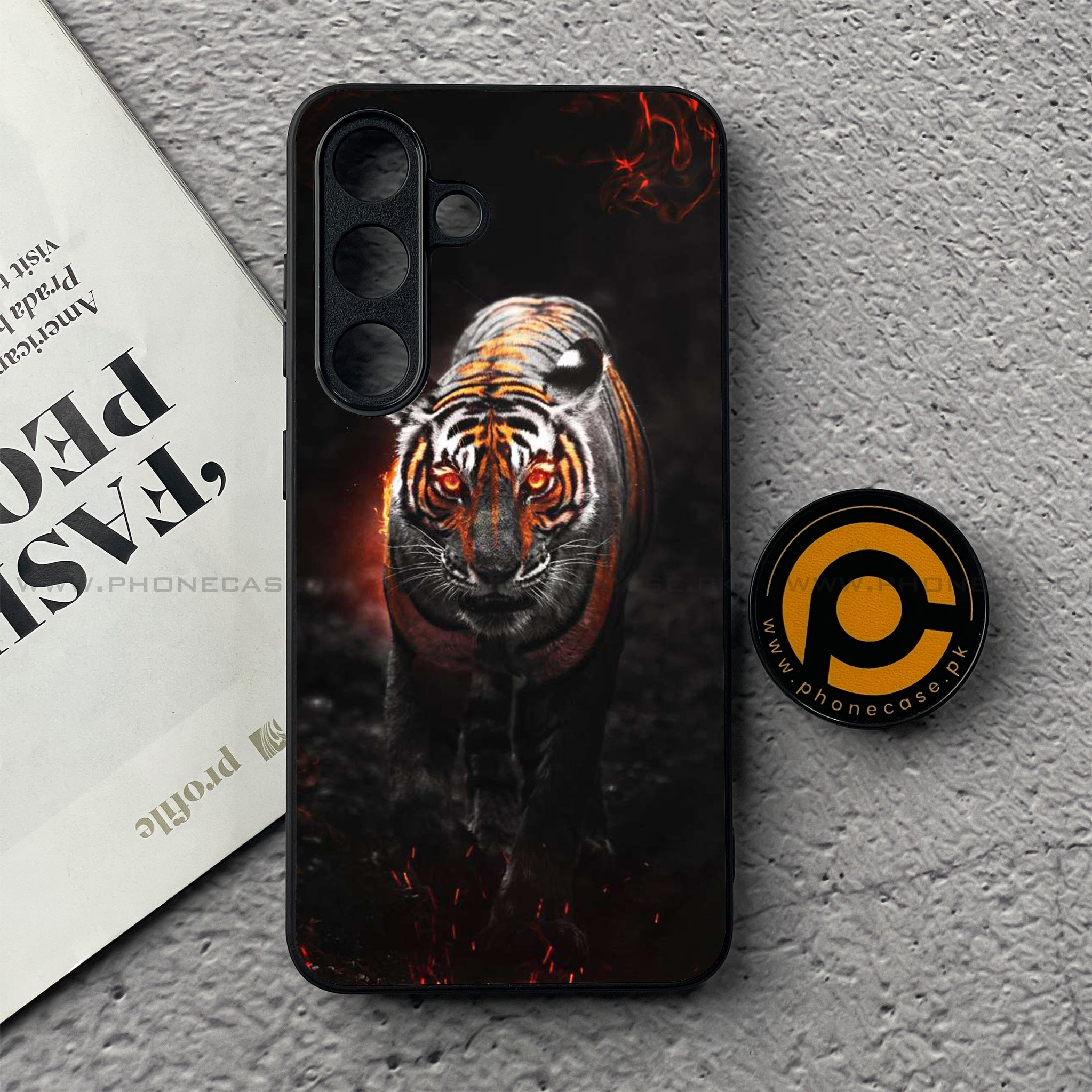 Samsung Galaxy S25 FE - Tiger Series - Premium Metal Printed soft Bumper shock Proof Case