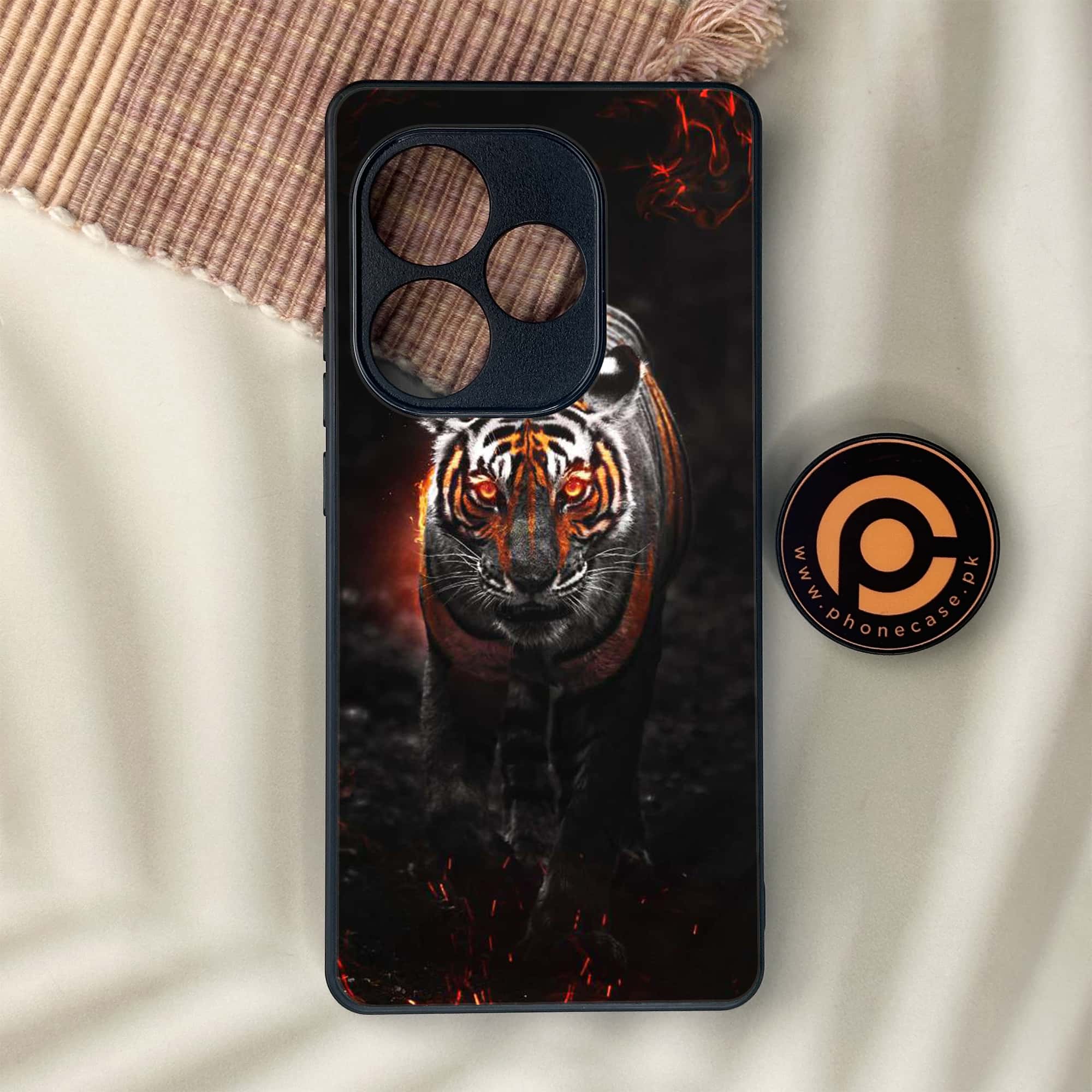 Realme GT 6 - Tiger Series - Premium Metal Printed soft Bumper shock Proof Case