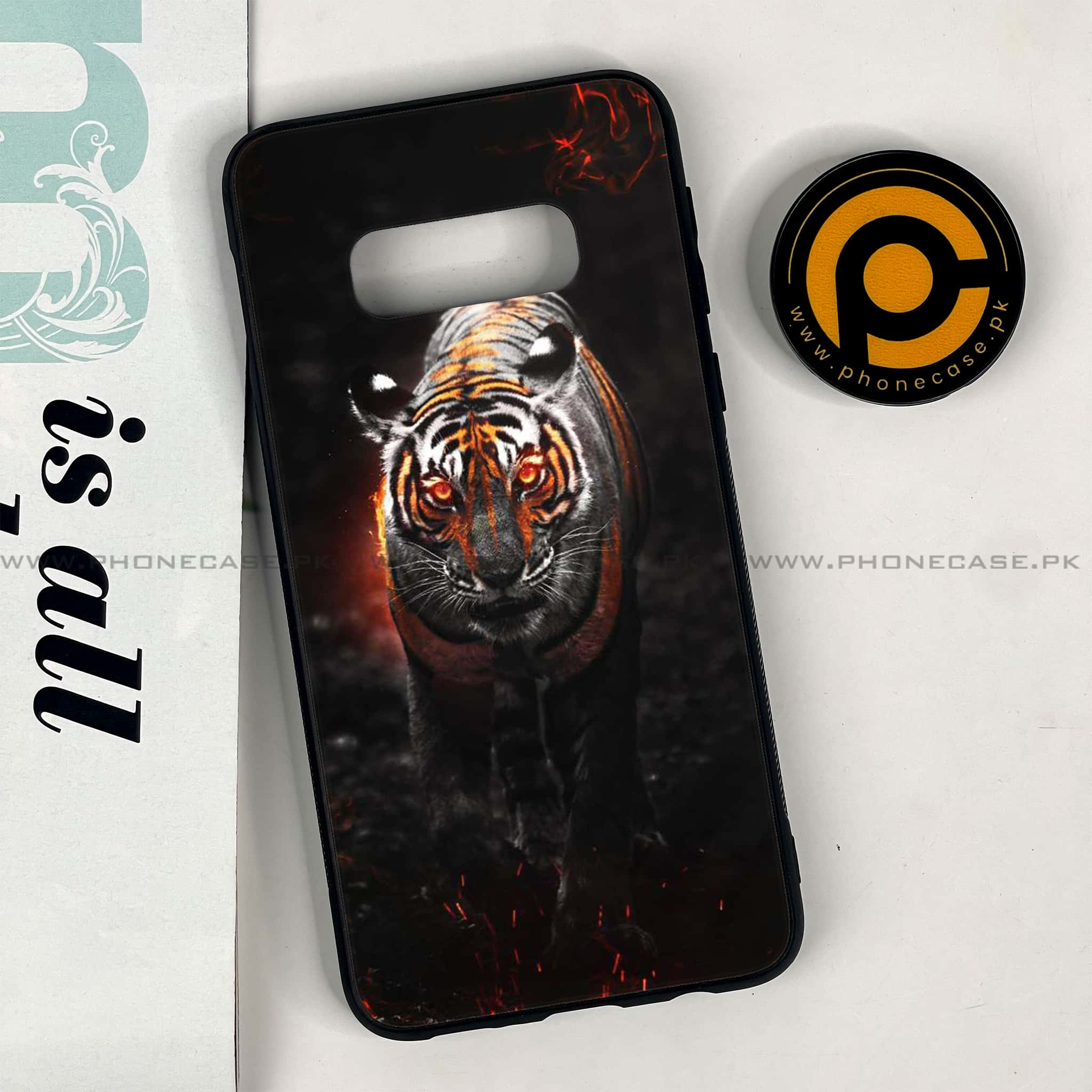 Galaxy S10e - Tiger Series - Premium Printed Glass soft Bumper shock Proof Case