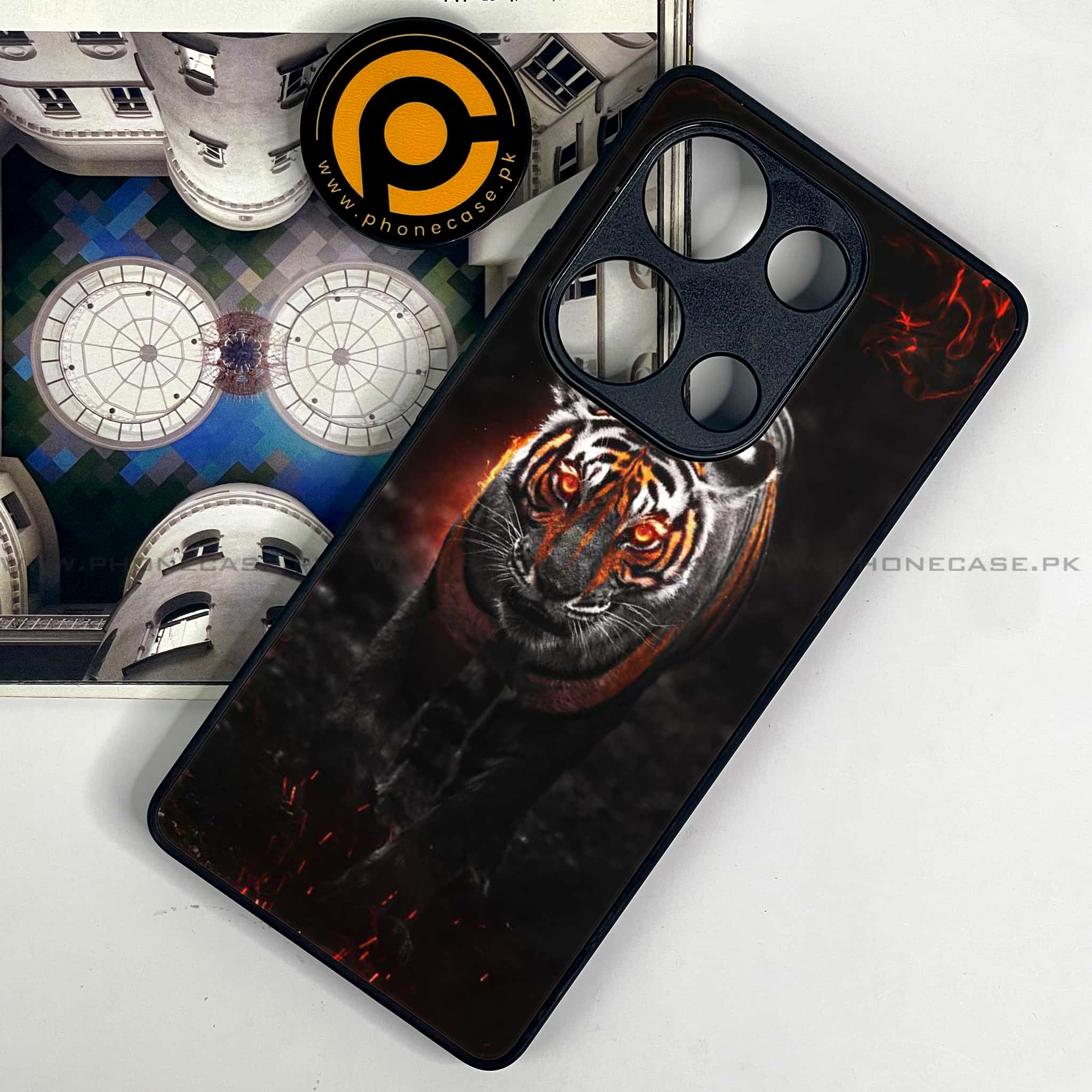 Redmi Note 13 Pro 4G - Tiger Series - Premium Metal Printed soft Bumper shock Proof Case