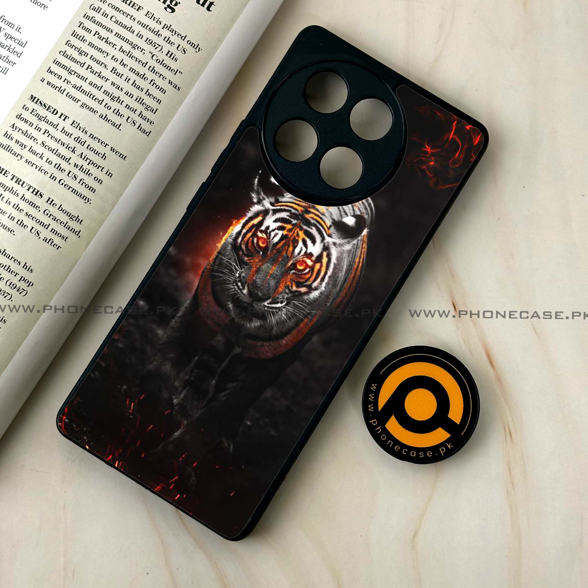 Tecno Camon 30s - Tiger Series - Premium Metal Printed soft Bumper shock Proof Case