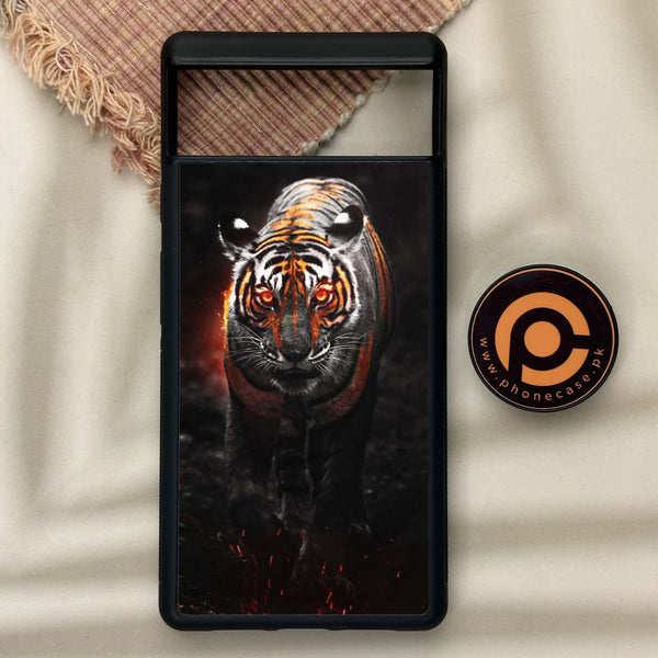 Google Pixel 6 - Tiger Design 6 - Premium Metal Printed soft Bumper Shock Proof Case CS-14881