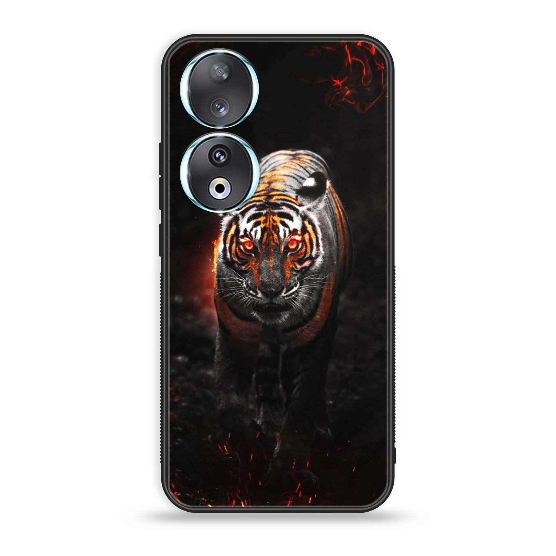 Huawei Honor 90 - Tiger Series - Premium Printed Glass soft Bumper shock Proof Case