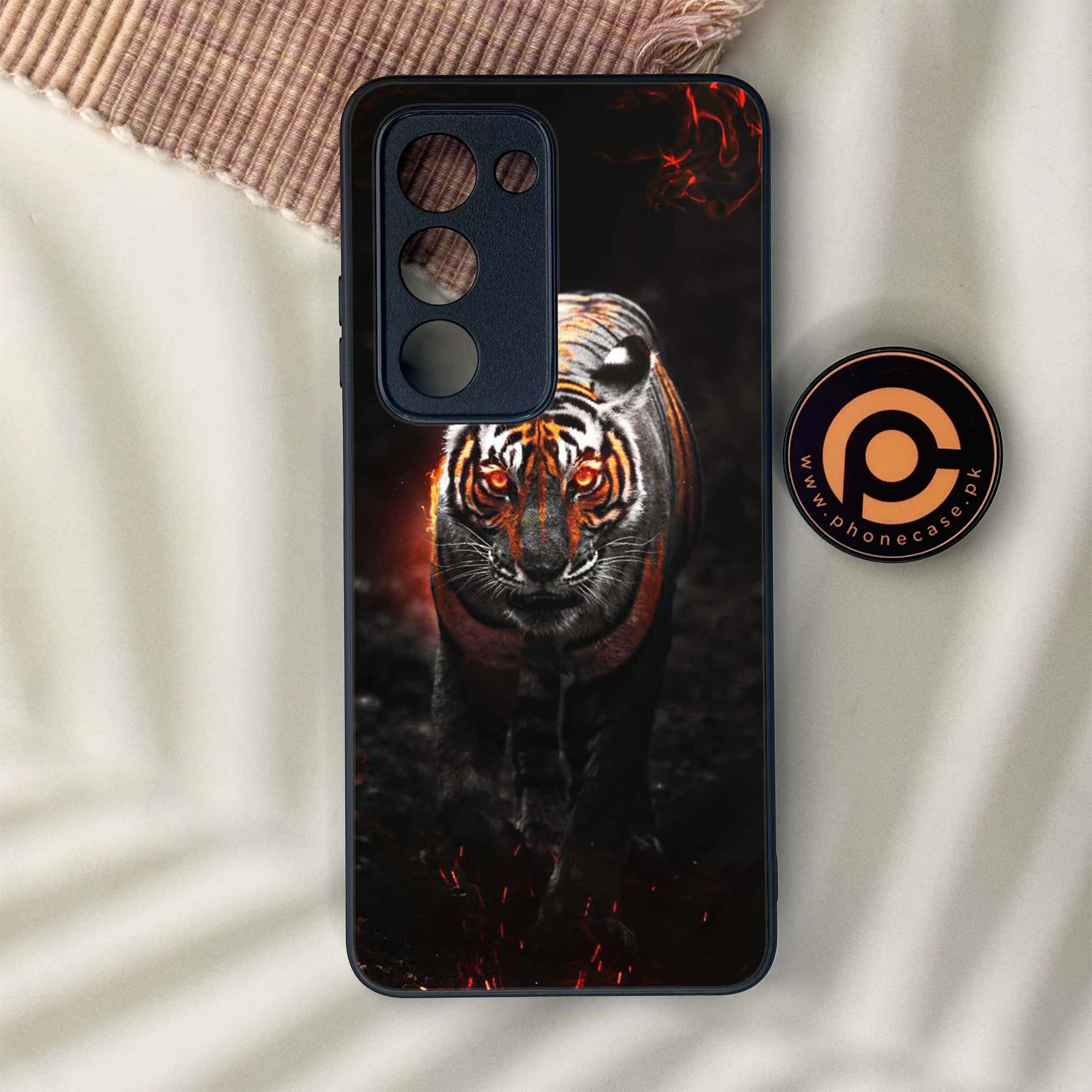 Oppo A5 2025 - Tiger Series - Premium Metal Printed soft Bumper shock Proof Case