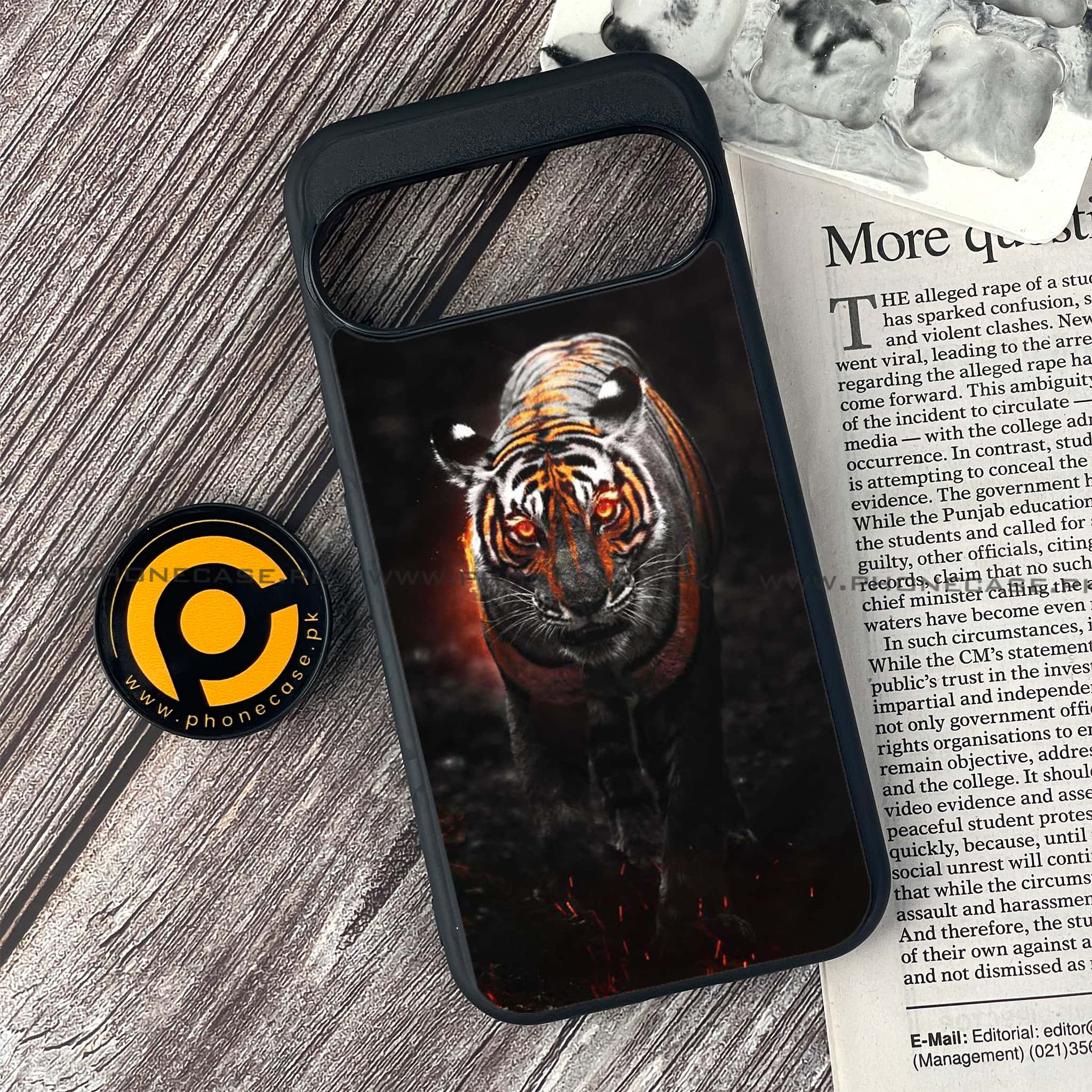 Google Pixel 9 - Tiger Series - Premium Printed Glass soft Bumper shock Proof Case