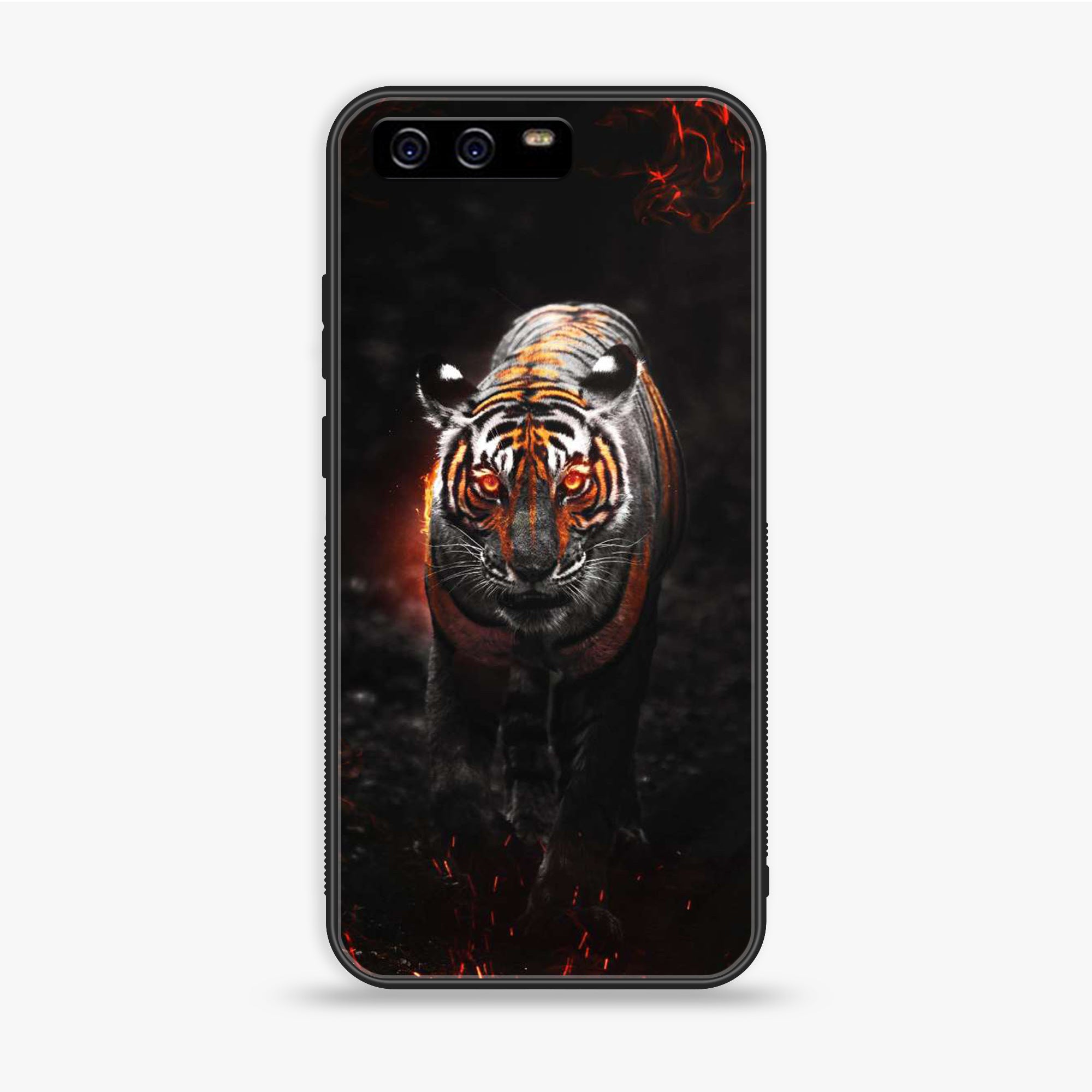 Huawei P10 Plus - Tiger Series - Premium Printed Glass Soft Bumper Shock Proof Case