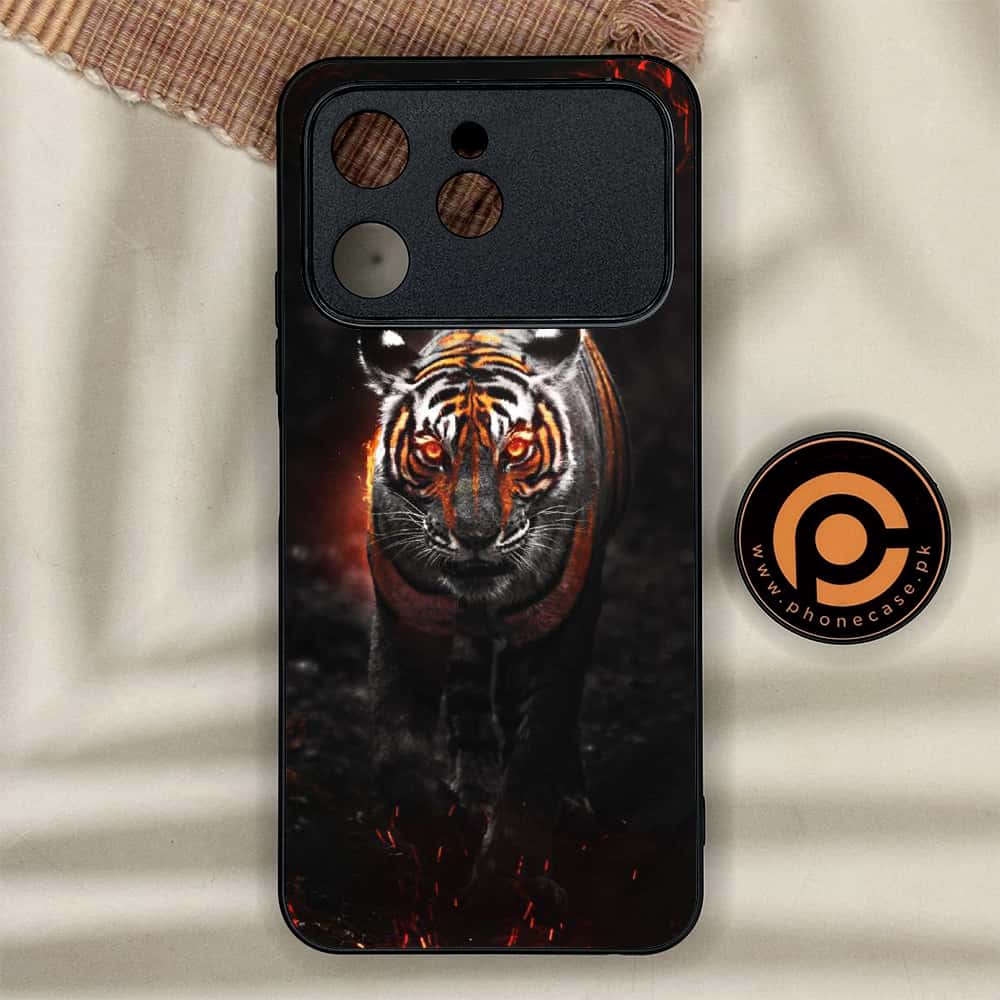 Tecno Spark 40 - Tiger Series - Premium Metal Printed soft Bumper shock Proof Case