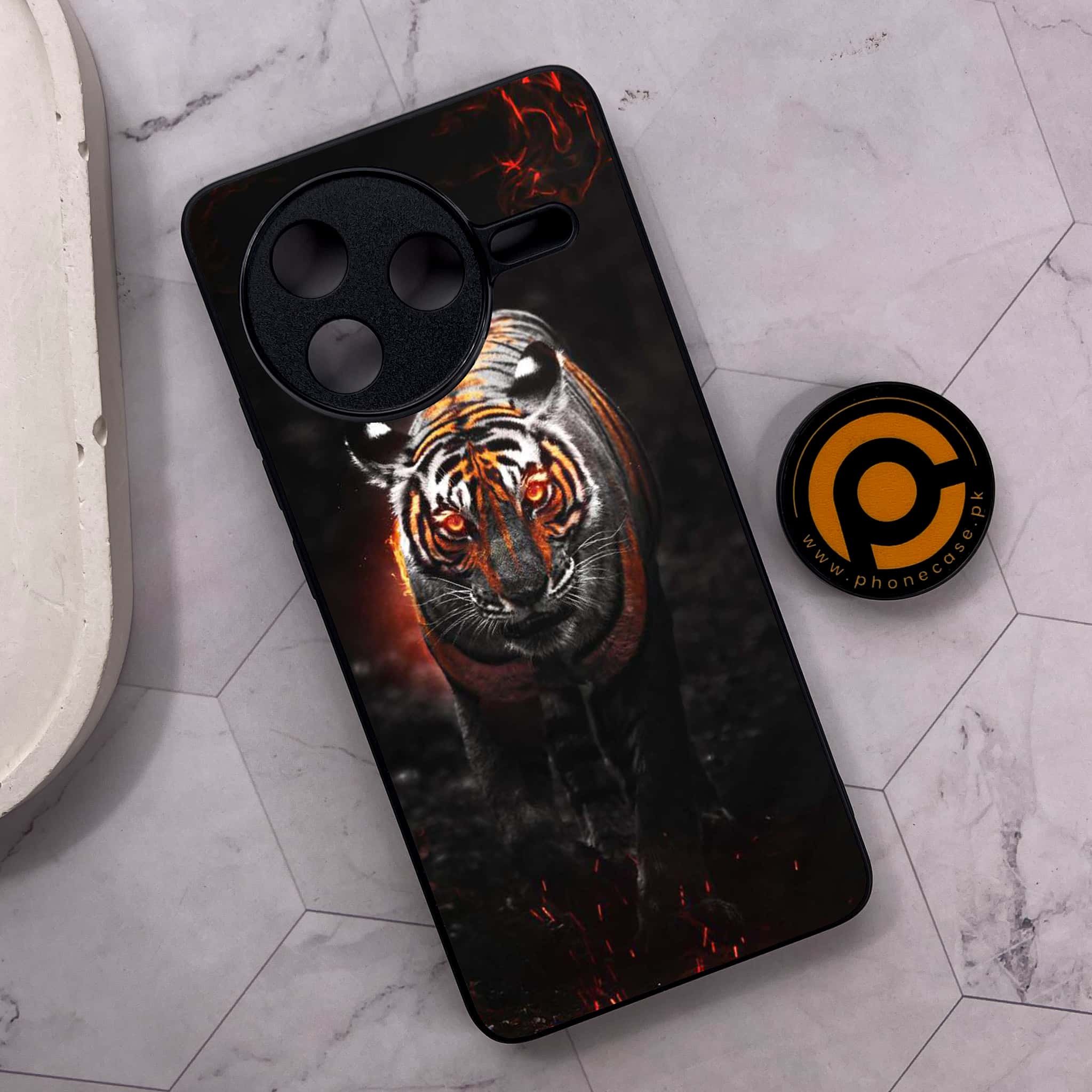 Xiaomi Poco F7 Pro 5G - Tiger Series - Premium Metal Printed soft Bumper shock Proof Case