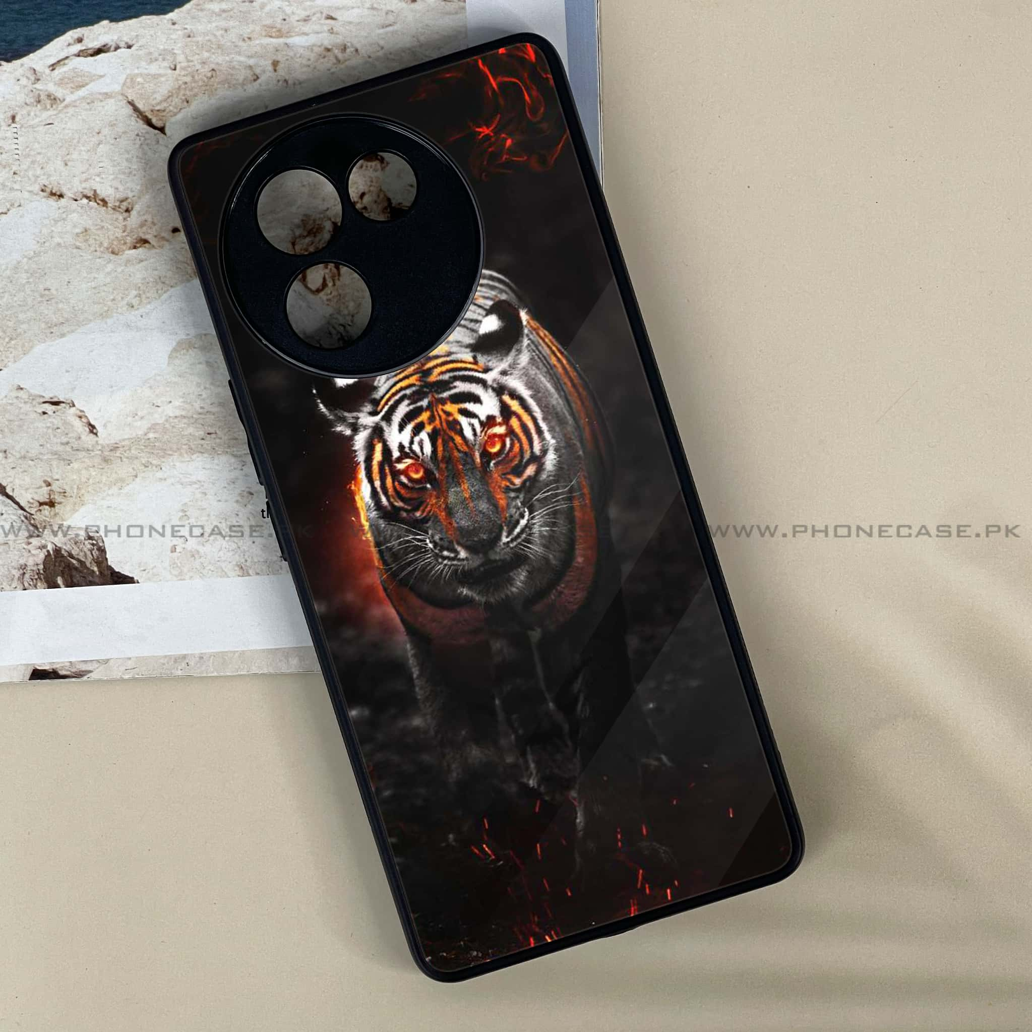 Vivo V30E - Tiger Series - Premium Printed Metal soft Bumper shock Proof Case