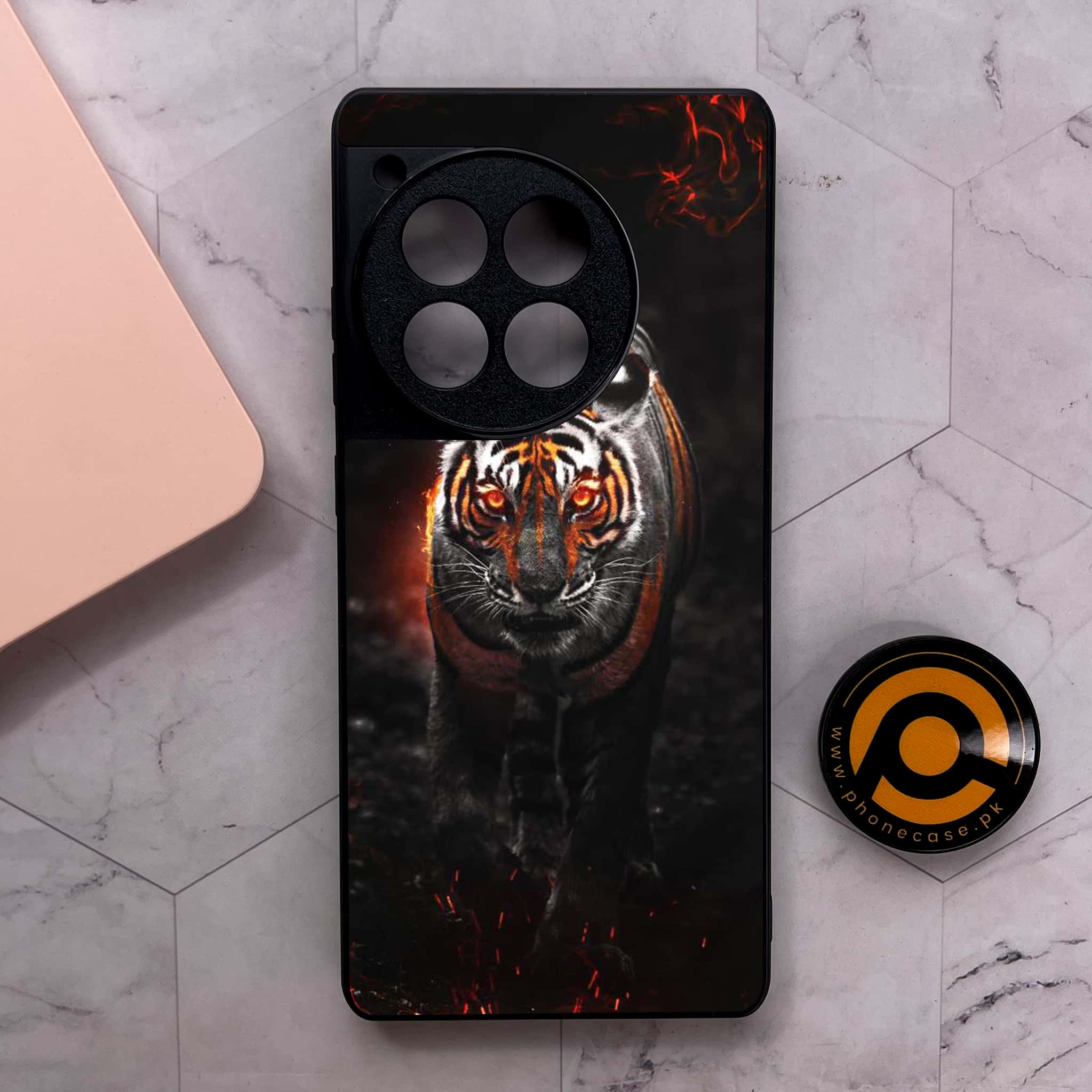 OnePlus 12R - Tiger Series - Premium Metal Printed soft Bumper shock Proof Case