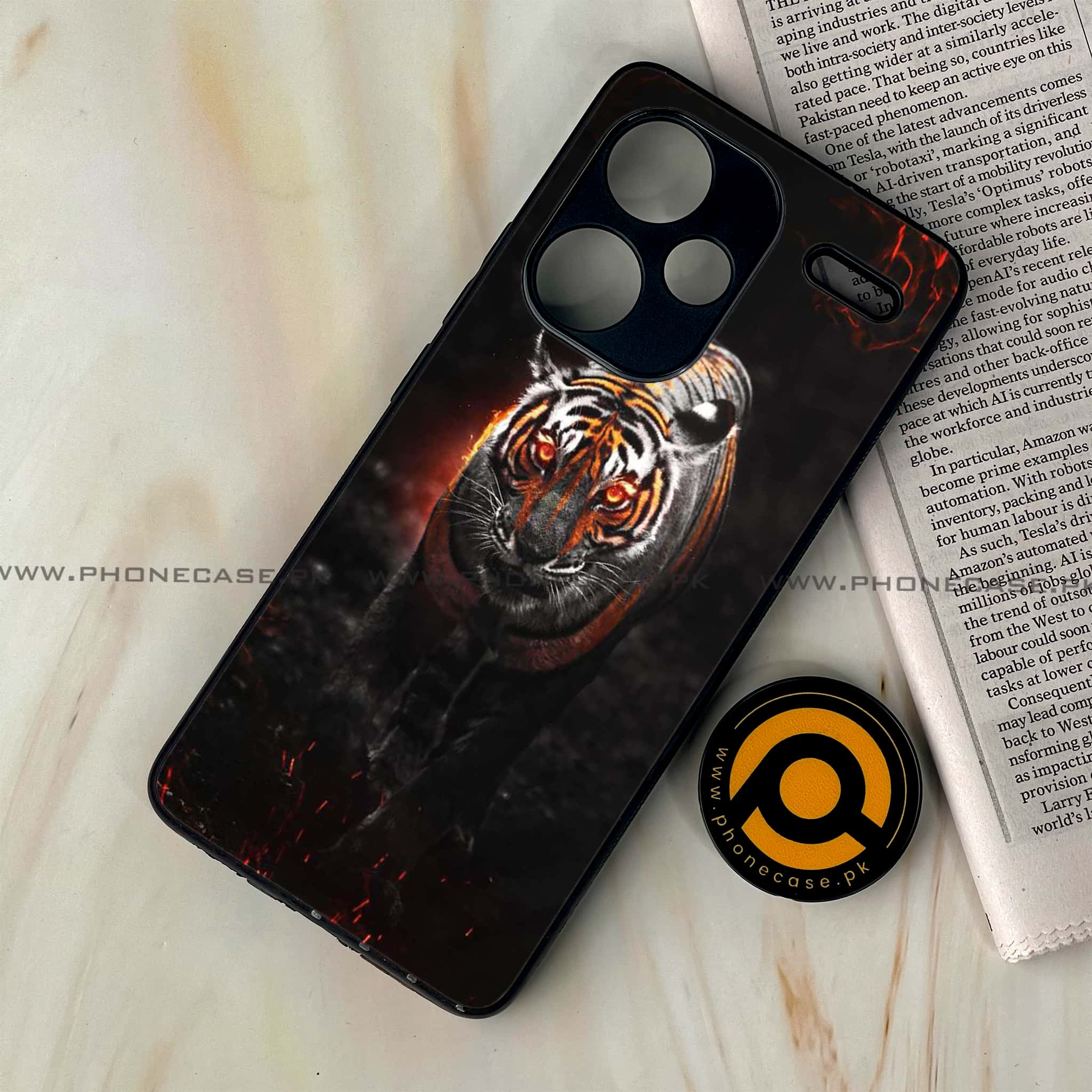 Redmi Note 13 Pro Plus 5G - Tiger Series - Premium Printed Glass soft Bumper shock Proof Case